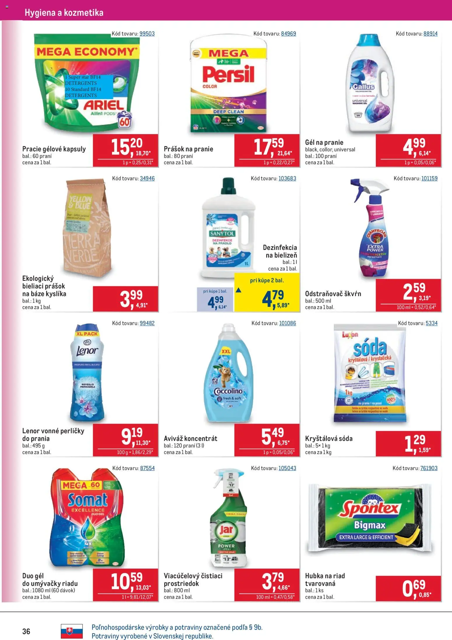 Nové Metro akcie – leták je platný od 25.02.2026 | Strana: 36 | Produkty: Persil, Hubka, Prášok na pranie, Coccolino