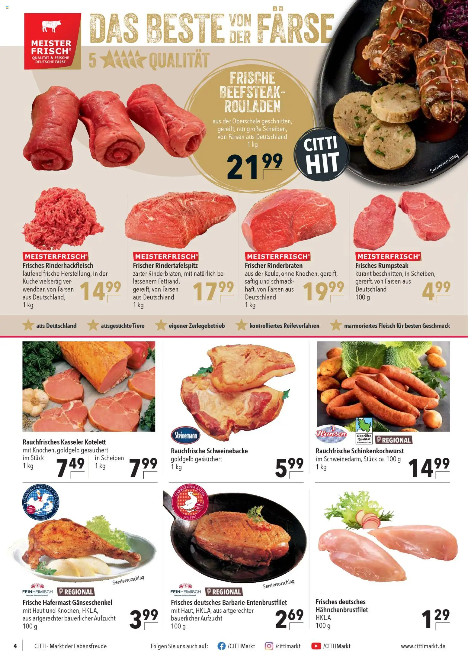 CITTI Markt Prospekt 	 – gültig ab 19.11.2025 | Seite: 4 | Produkte: Rinderbraten, Rumpsteak, Fleisch