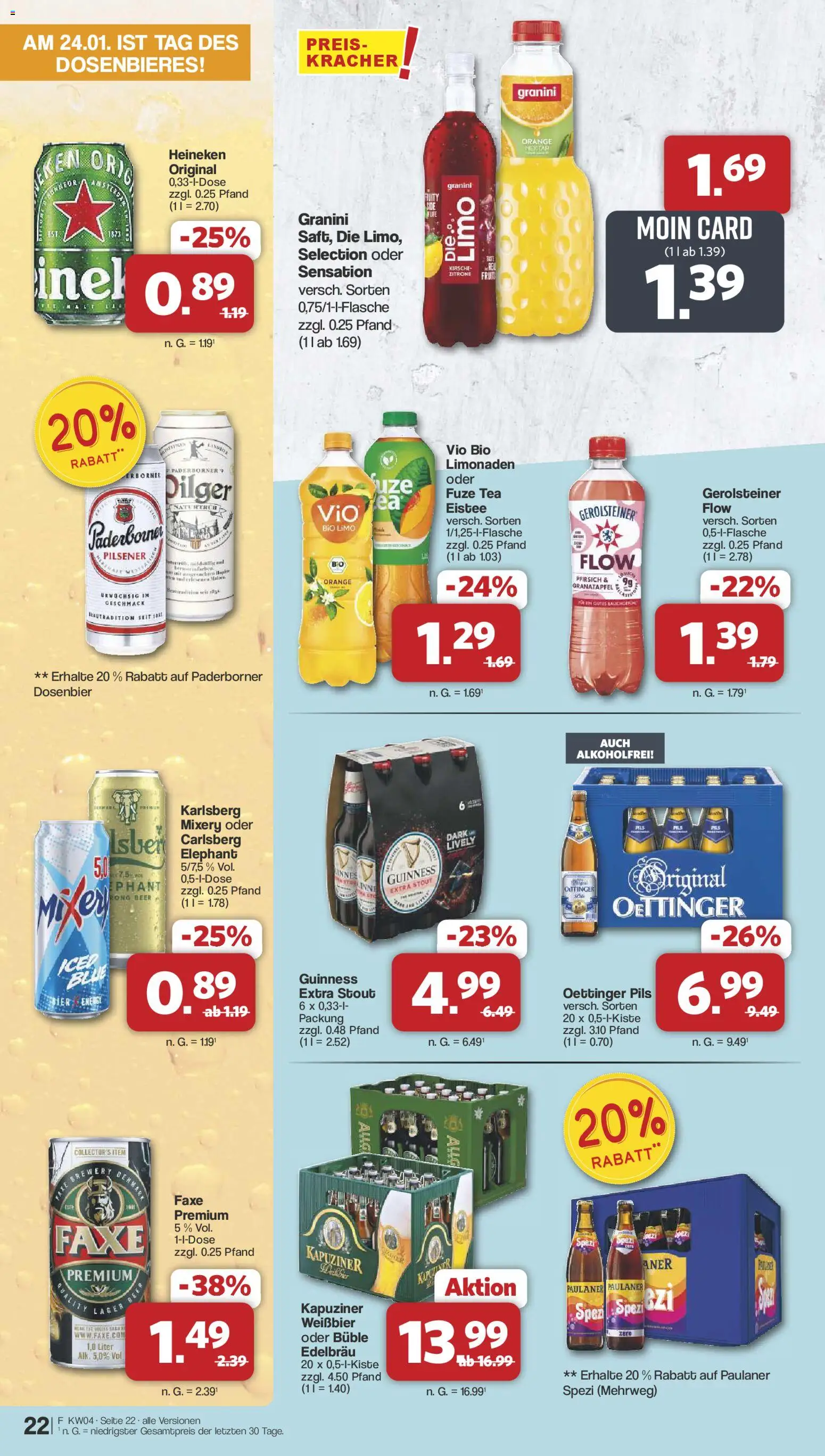 Famila Nordwest Prospekt 	 – gültig ab 19.01.2026 | Seite: 22 | Produkte: Granatapfel, Dosenbier, Pfirsich, Mixery
