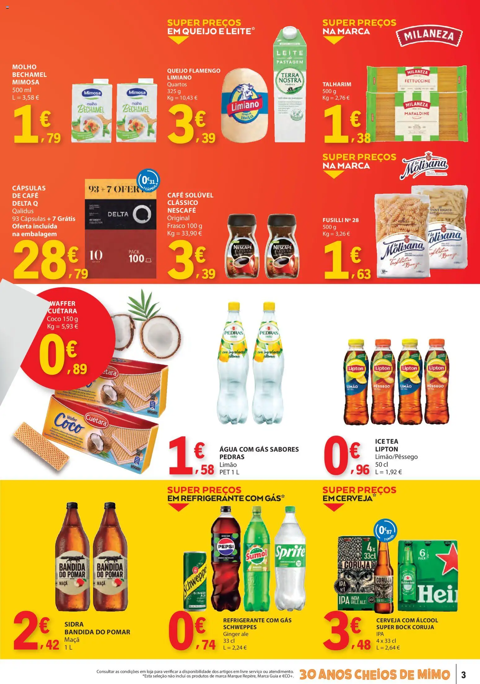 E.Leclerc Catálogo Fim de Semana │ válido de 27.03.2026 | Página: 3 | Produtos: Café solúvel, Maça, Cerveja, Água com gás