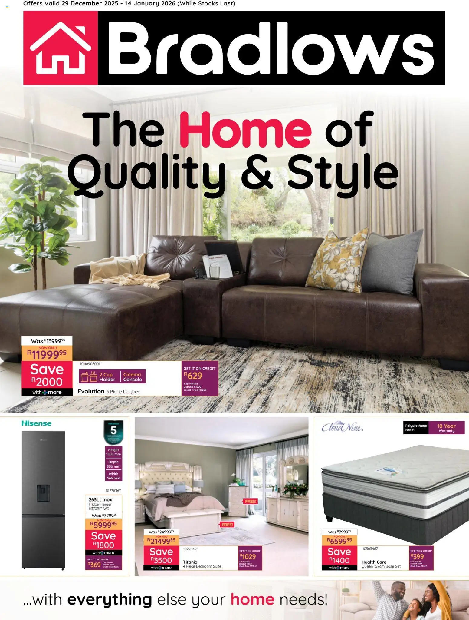 New Bradlows catalogue – valid from 29.12.2025 | Page: 1 | Products: Freezer, Fridge, Foam