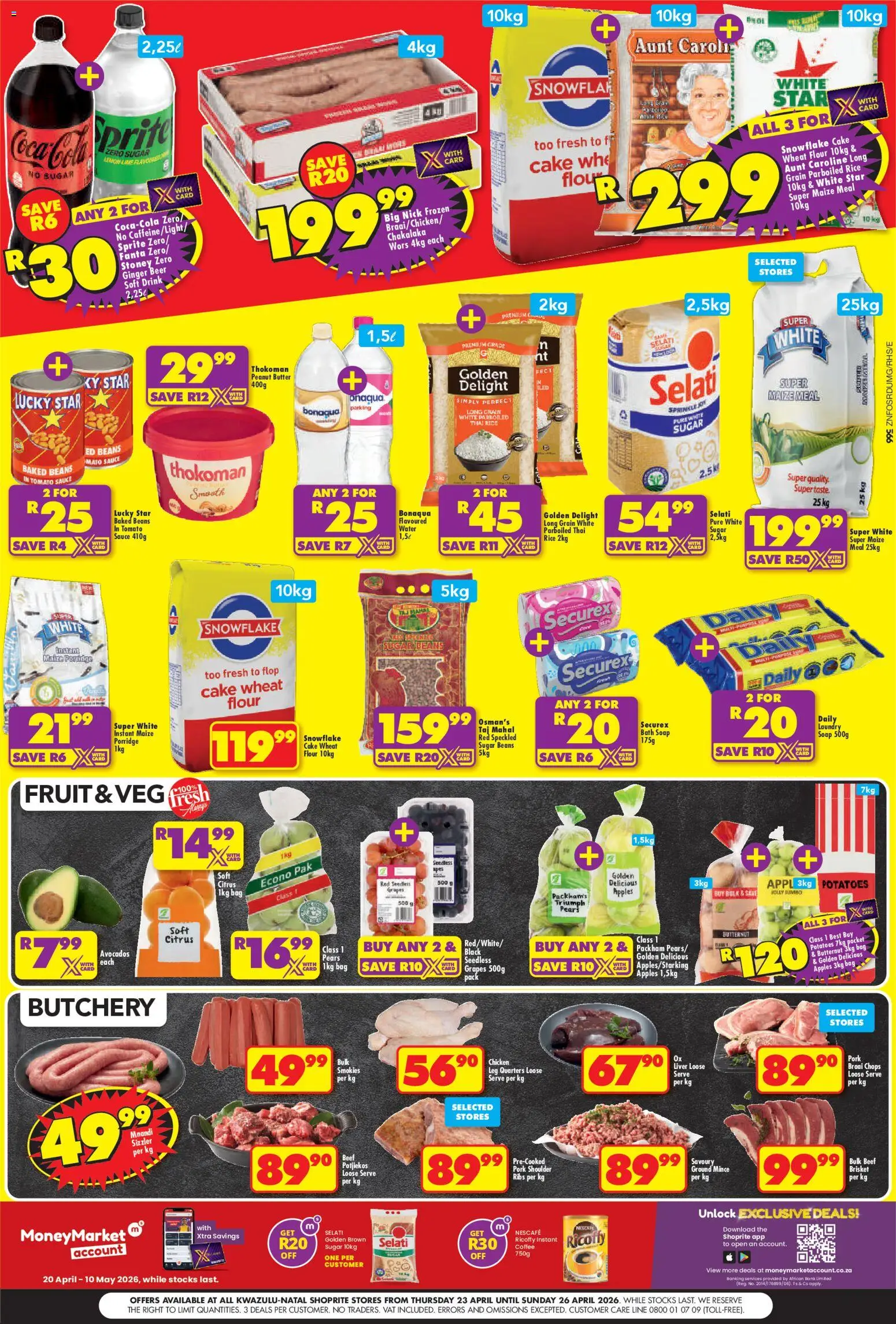 New Shoprite catalogue – valid from 23.04.2026 | Page: 2 | Products: Flour, Ribs, Apples, Soap