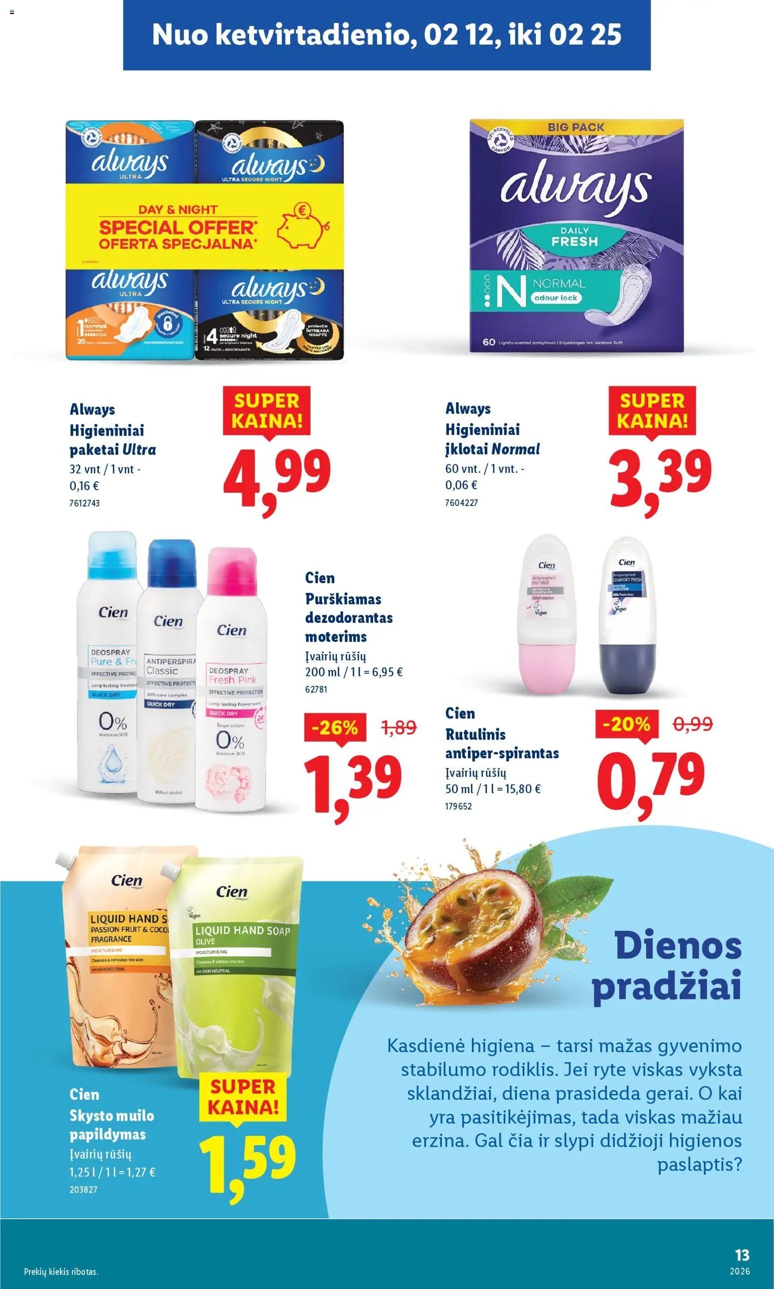 LIDL akcijos nuo 12.02.2026 | Puslapis: 13 | Prekių: Dezodorantas, Antiperspirantas
