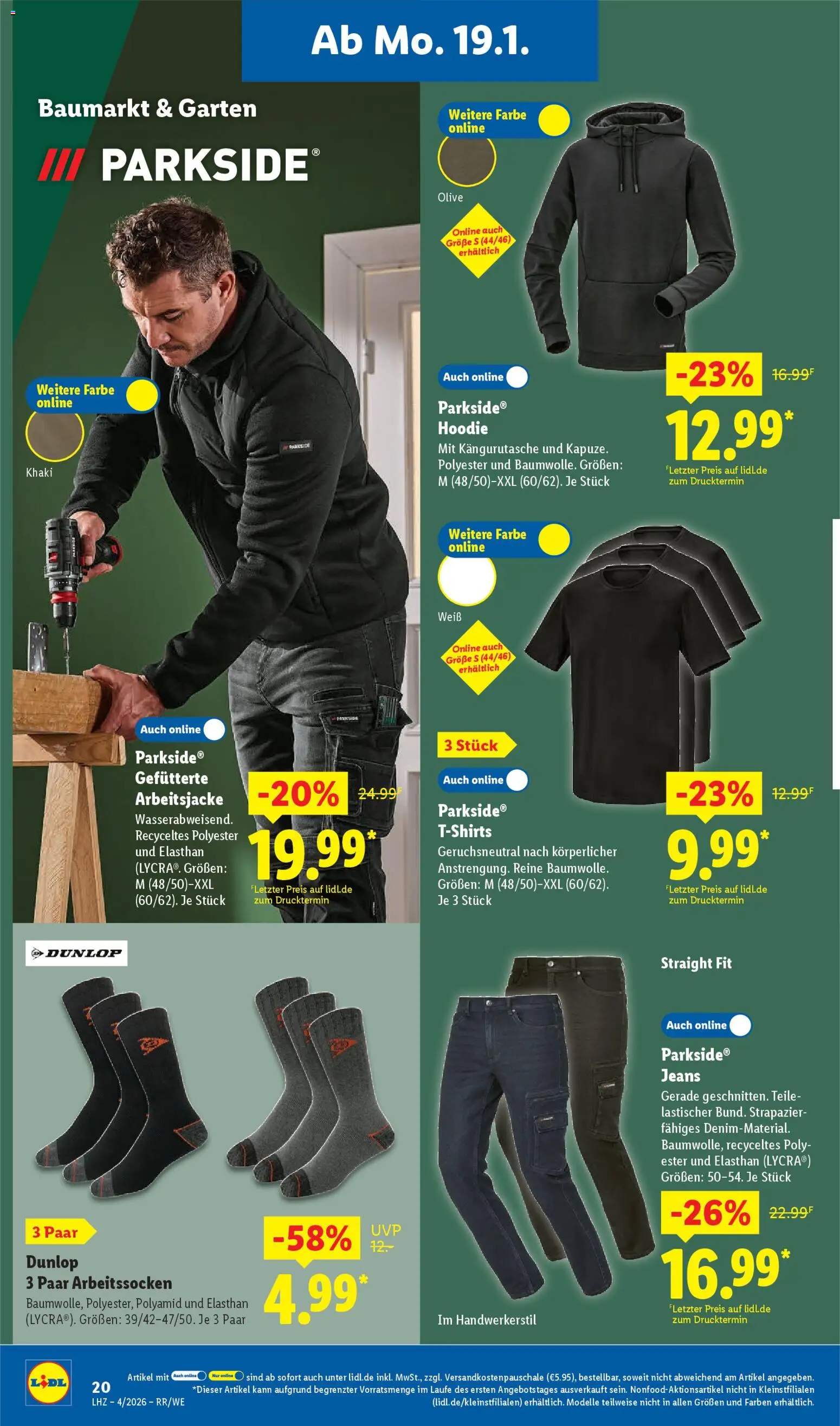 Lidl Prospekt Düsseldorf – gültig ab 19.01.2026 | Seite: 32 | Produkte: Hoodie, Jeans