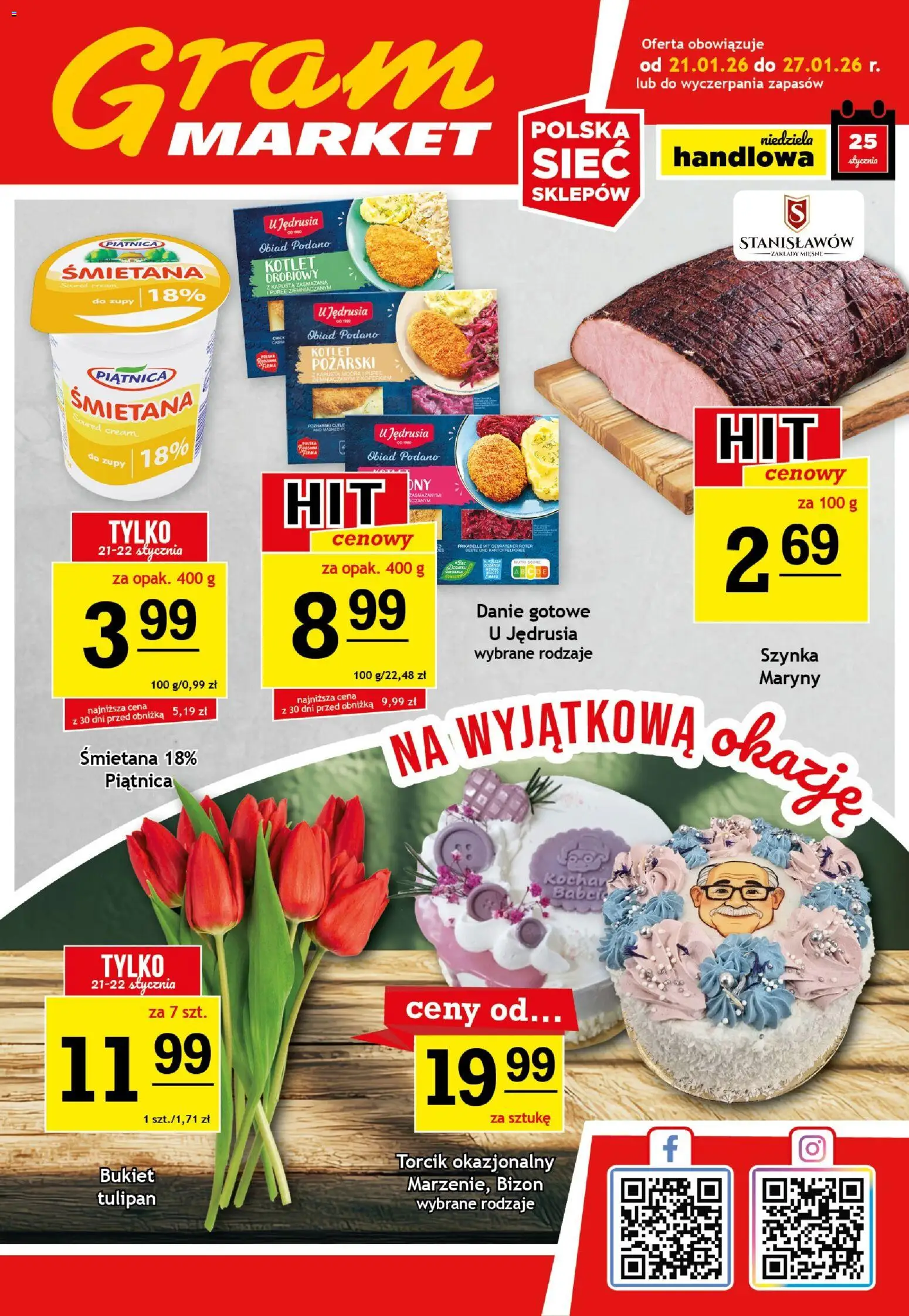 Gram Market Gazetka od 21.01.2026 | Strona: 1 | Produkty: Kapusta, PC, Szynka, Śmietana