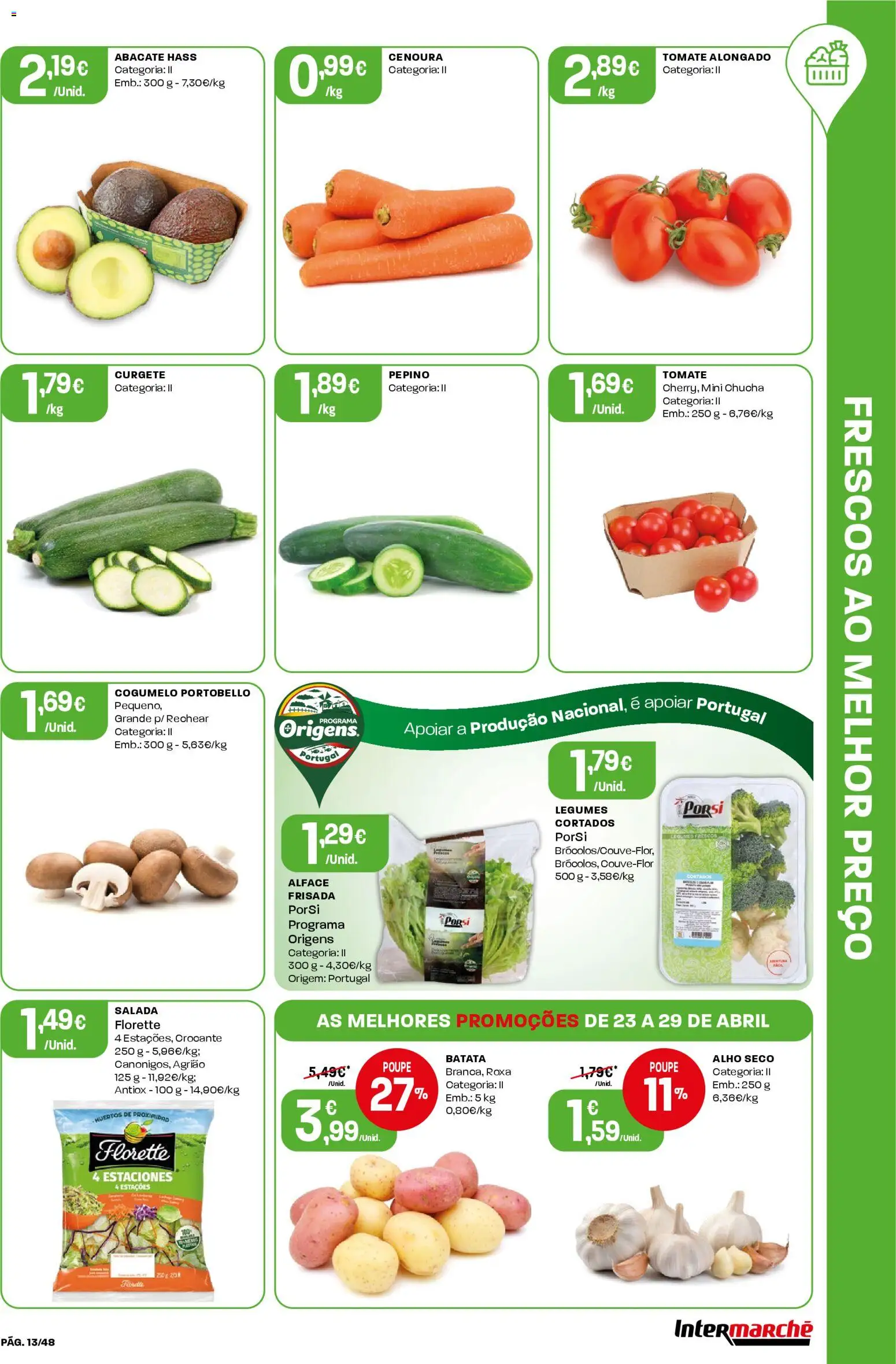 Intermarché folheto │ válido de 23.04.2026 | Página: 13 | Produtos: Batata, Curgete, Salada, Alface