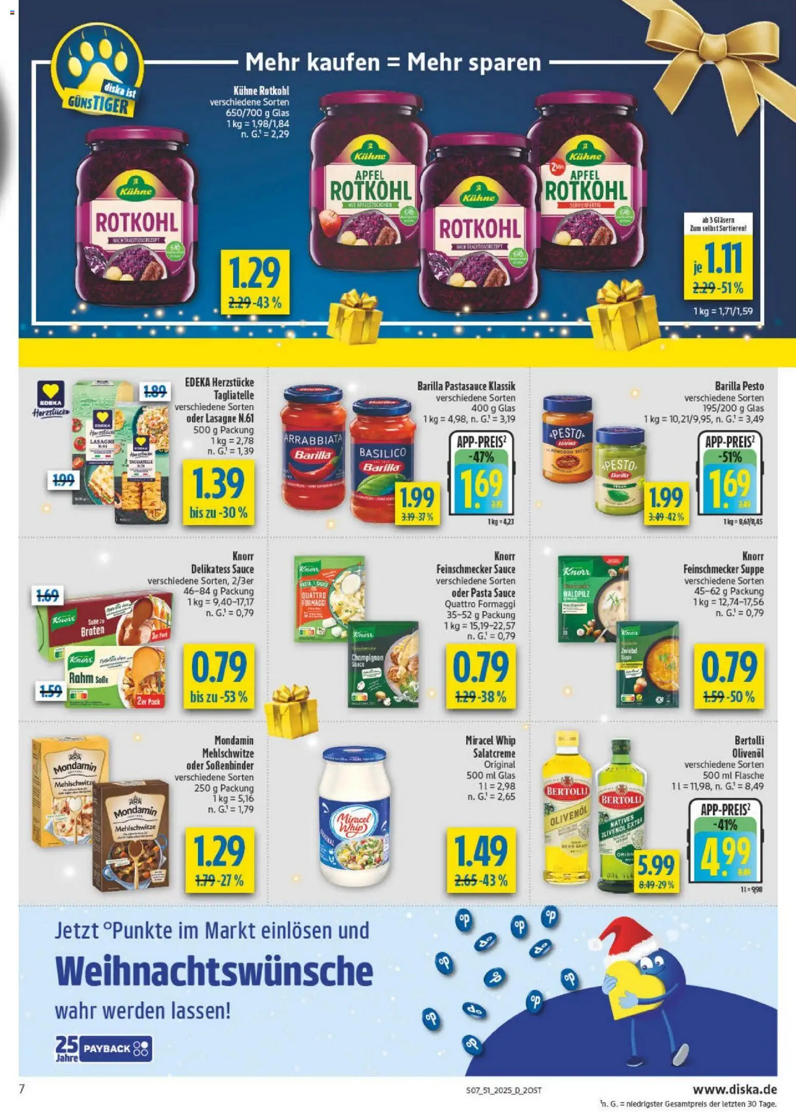 Diska - Diska Angebote Bayern KW51 – gültig ab 15.12.2025 | Seite: 7 | Produkte: Barilla pesto, Äpfel, Miracel whip, Soße