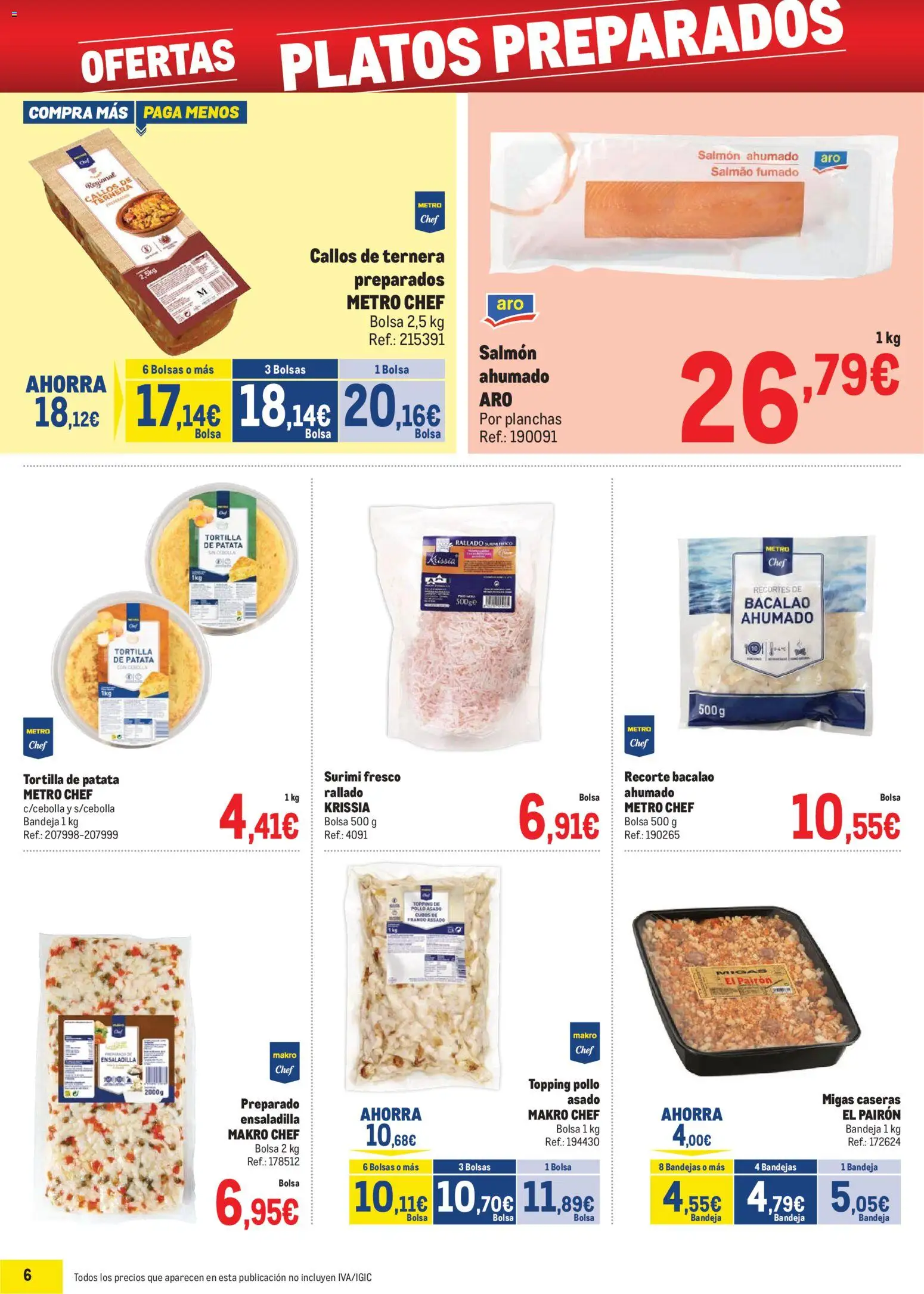 Makro - Precios Sur │ válido desde el 06.01.2026 | Página: 6 | Productos: Ensaladilla, Bolsa, Salmón ahumado, Bandeja