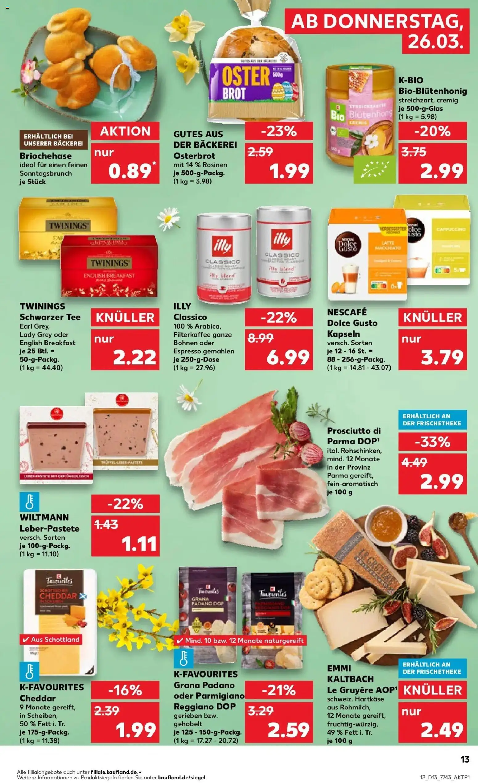 Kaufland Prospekt Erlangen	 – gültig ab 26.03.2026 | Seite: 13 | Produkte: Bäckerei, Rosinen, Tee, Dolce gusto