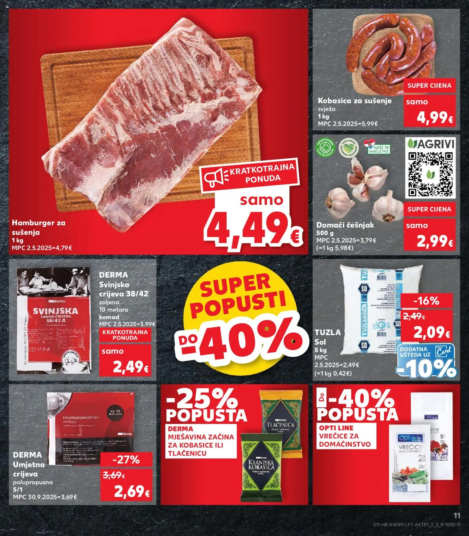 Kaufland katalog | vrijedi od 03.12.2025 | Stranica: 11 | Proizvodi: Kranjska kobasica, Kobasica, Češnjak, Hamburger