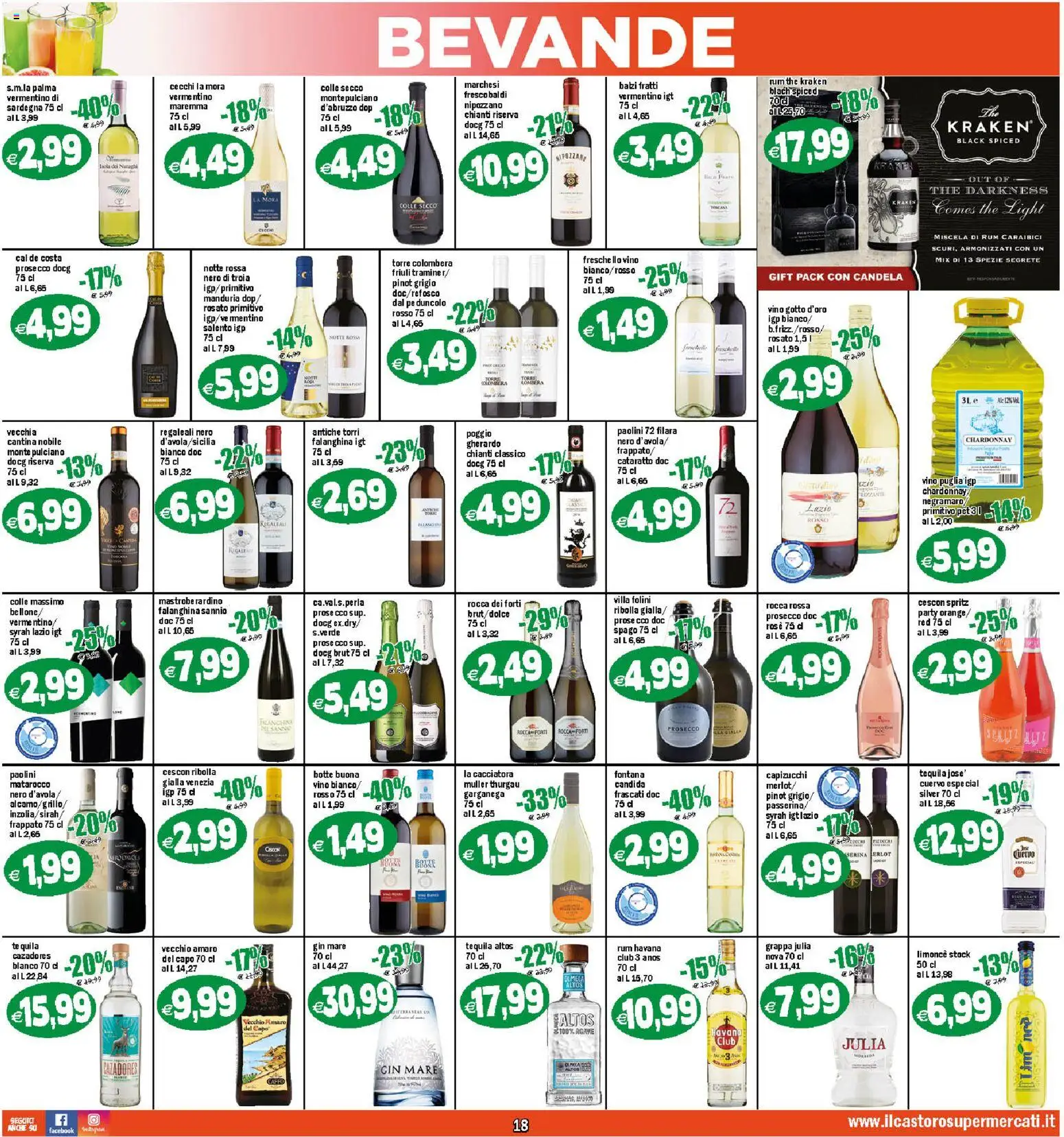 Volantino Il Castoro del 29.10.2025 | Pagina: 18 | Prodotti: Rum, Tequila, Secchio, Vino bianco