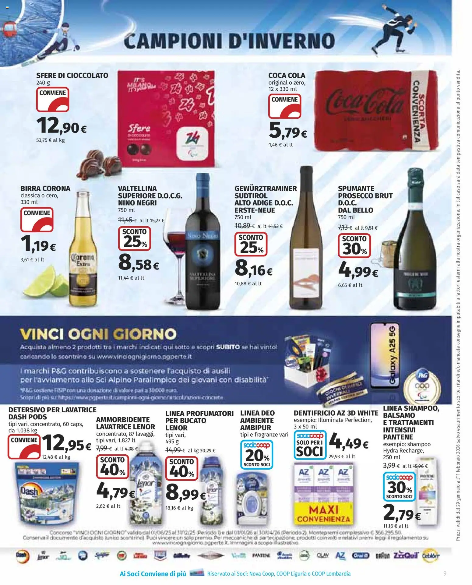 Volantino Ipercoop del 29.01.2026 | Pagina: 9 | Prodotti: Birra, Lavatrice, Data, Spumante