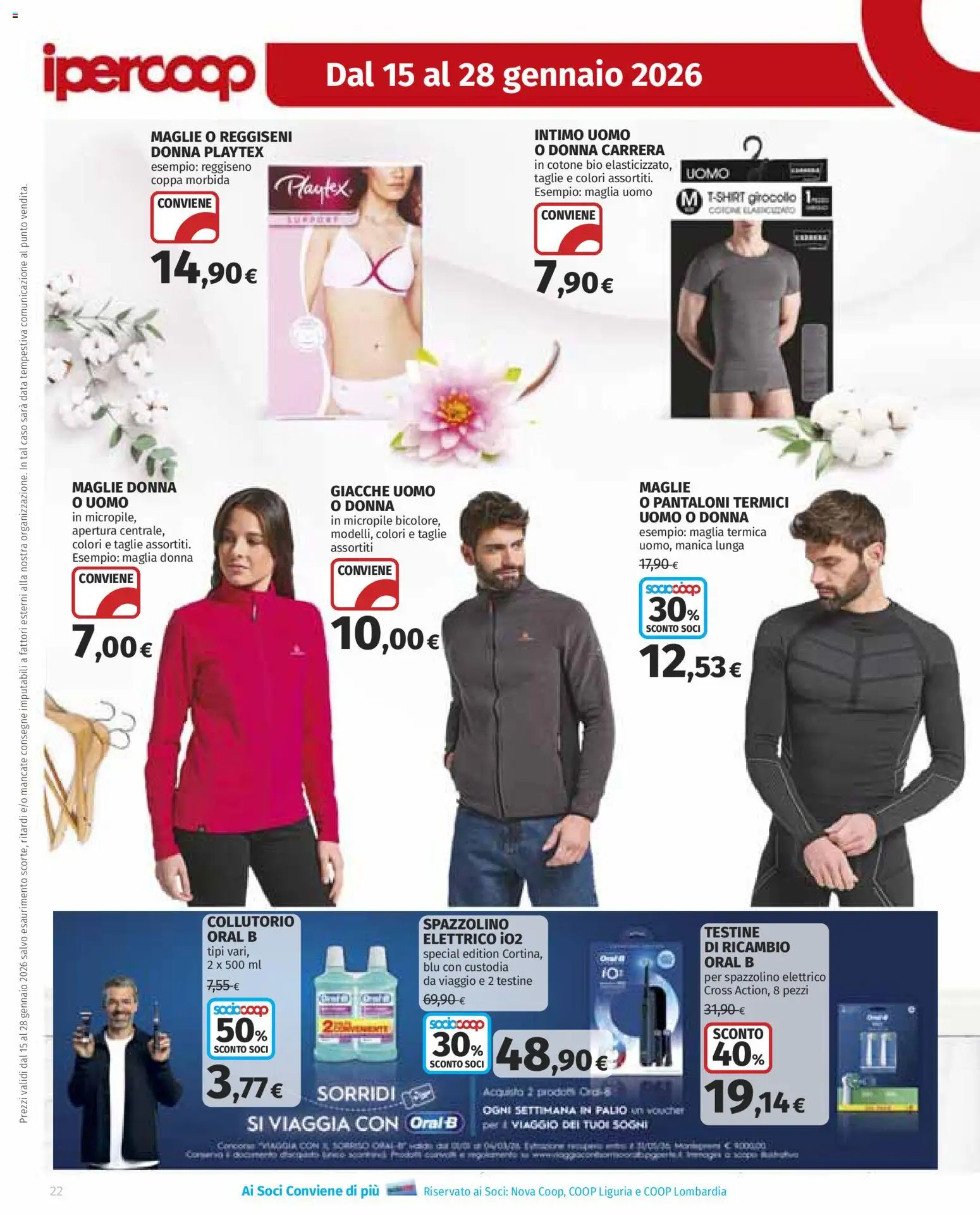 Volantino Ipercoop del 15.01.2026 | Pagina: 22 | Prodotti: Collutorio, Reggiseno, Data, Spazzolino elettrico
