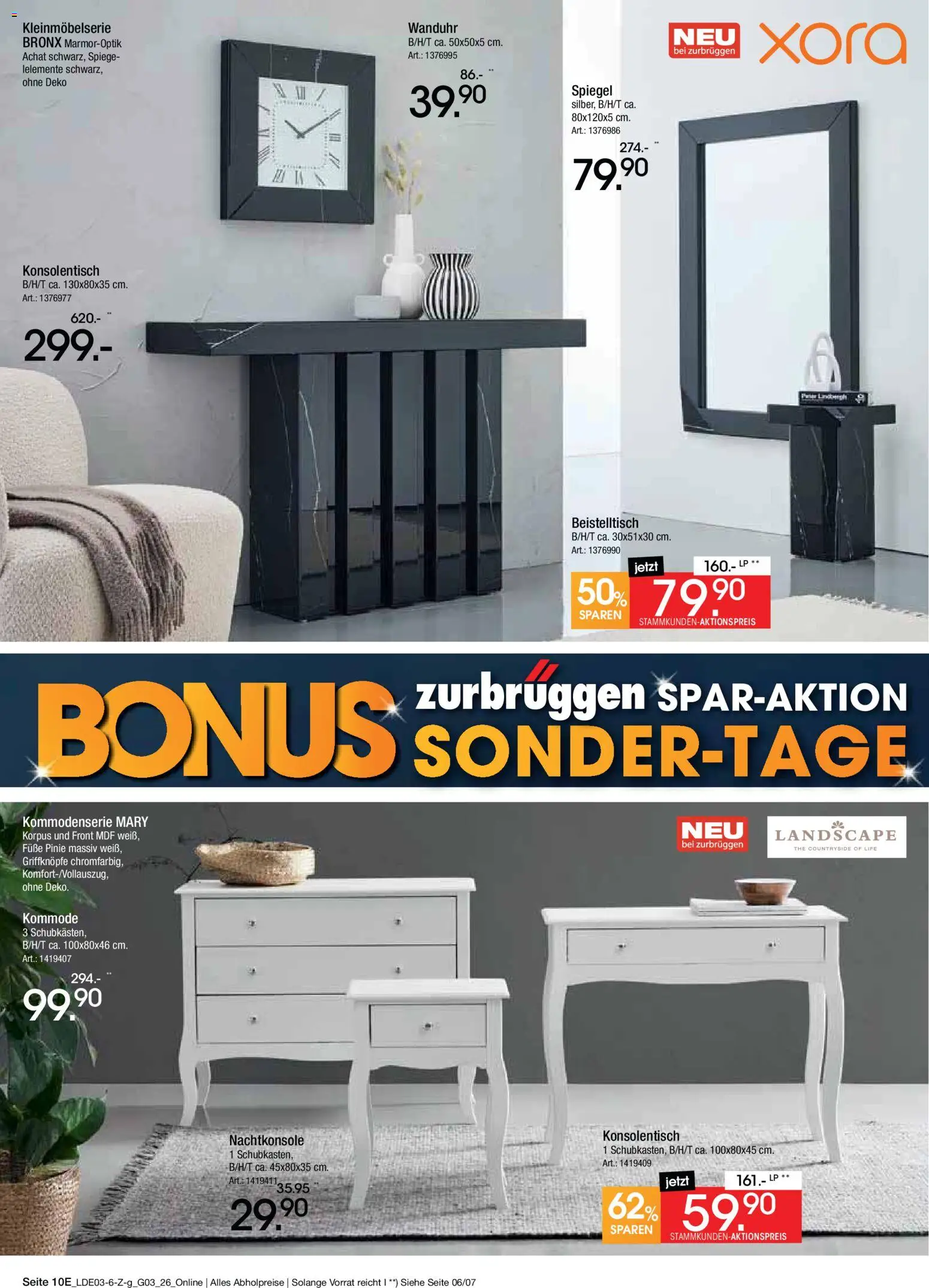 Zurbrüggen Bonus Sonder-Tage – gültig ab 15.03.2026 | Seite: 20 | Produkte: Beistelltisch, Kommode, Spiegel, Konsolentisch