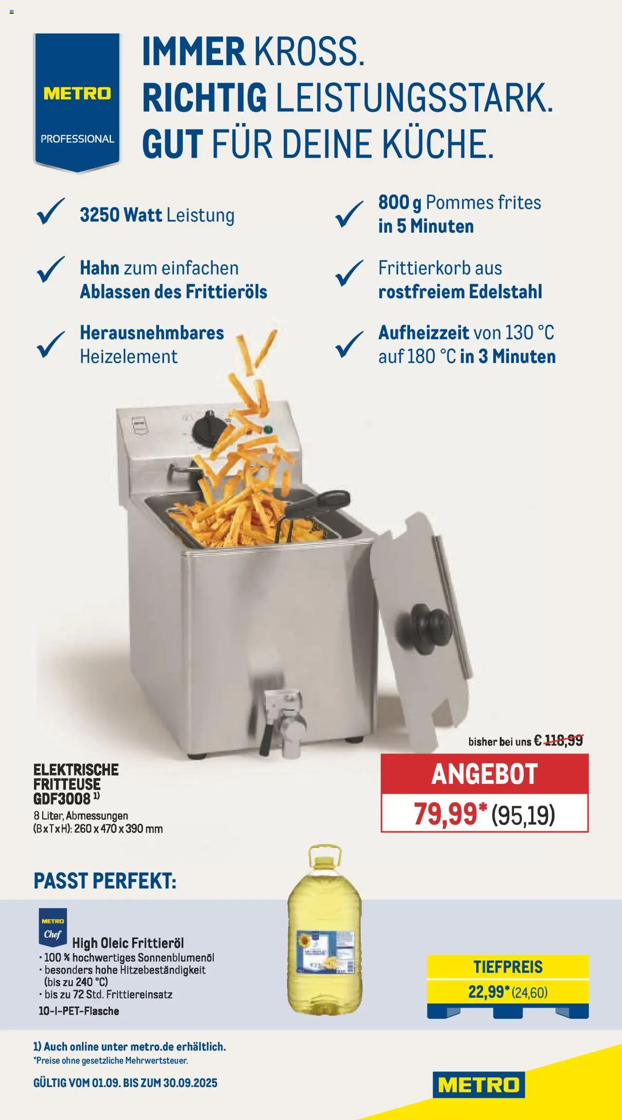 Metro Wochen-Angebote Gastro – gültig ab 15.09.2025 | Seite: 20 | Produkte: Sonnenblumenol, Pommes, Pommes frites, Fritteuse