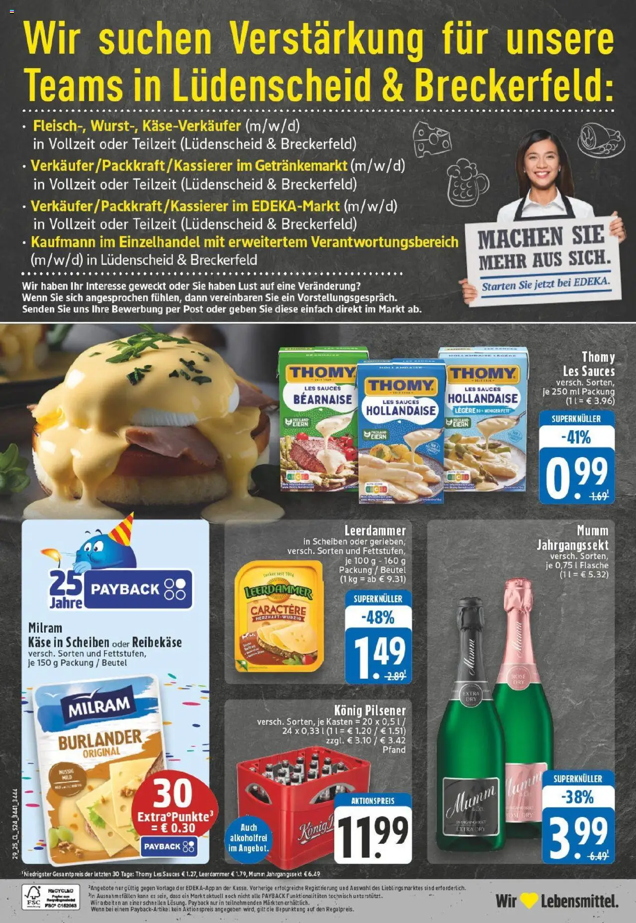 Edeka prospekt Luedenscheid	 - gültig ab dem 14.07.2025 | Seite: 24 | Produkte: Thomy les sauces, Käse, Leerdammer, Milram