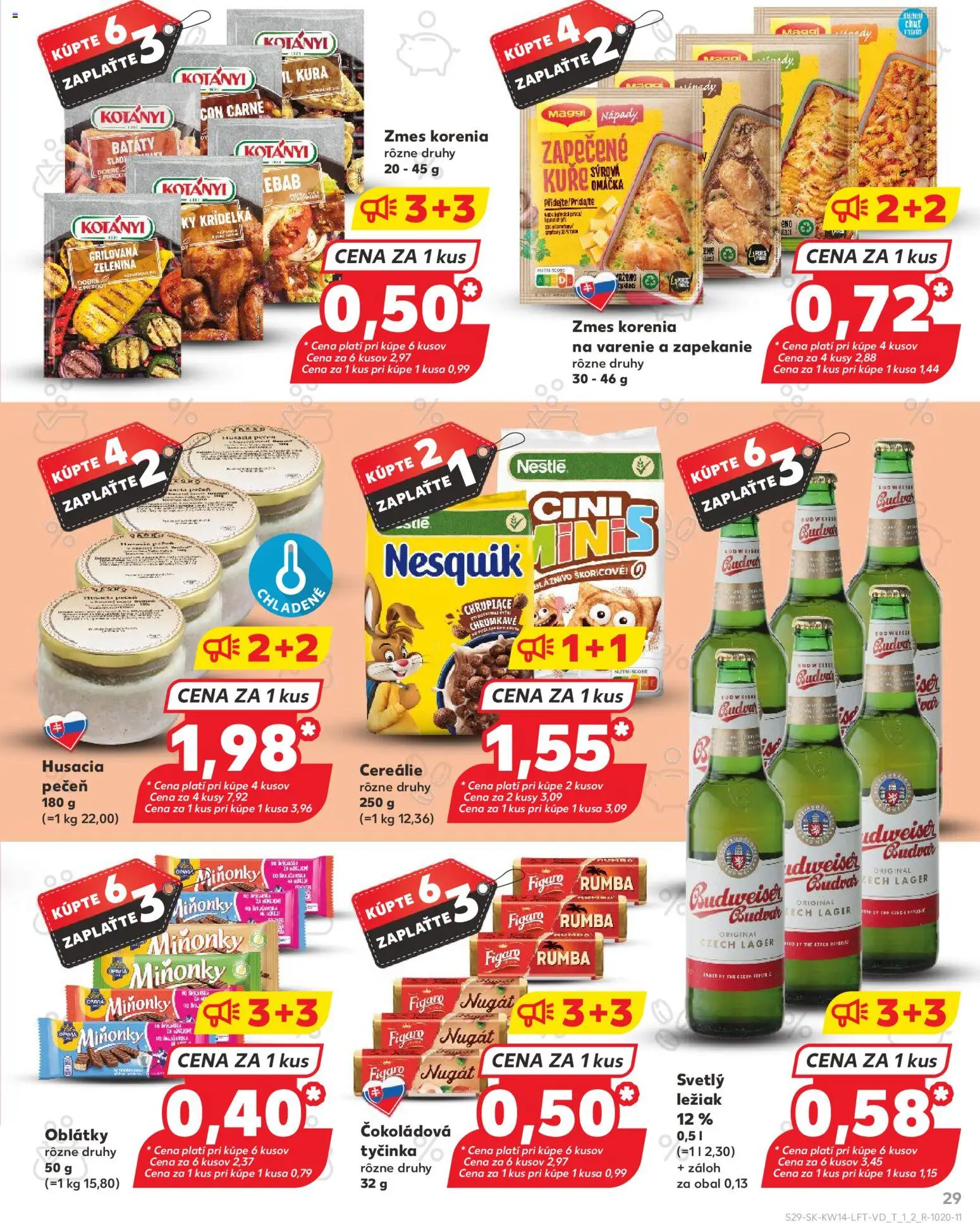 Kaufland SK akciós ujság - amely érvényes a következő dátumtól: 01.04.2026 | Oldal: 29 | Termékek: Budweiser, Maggi