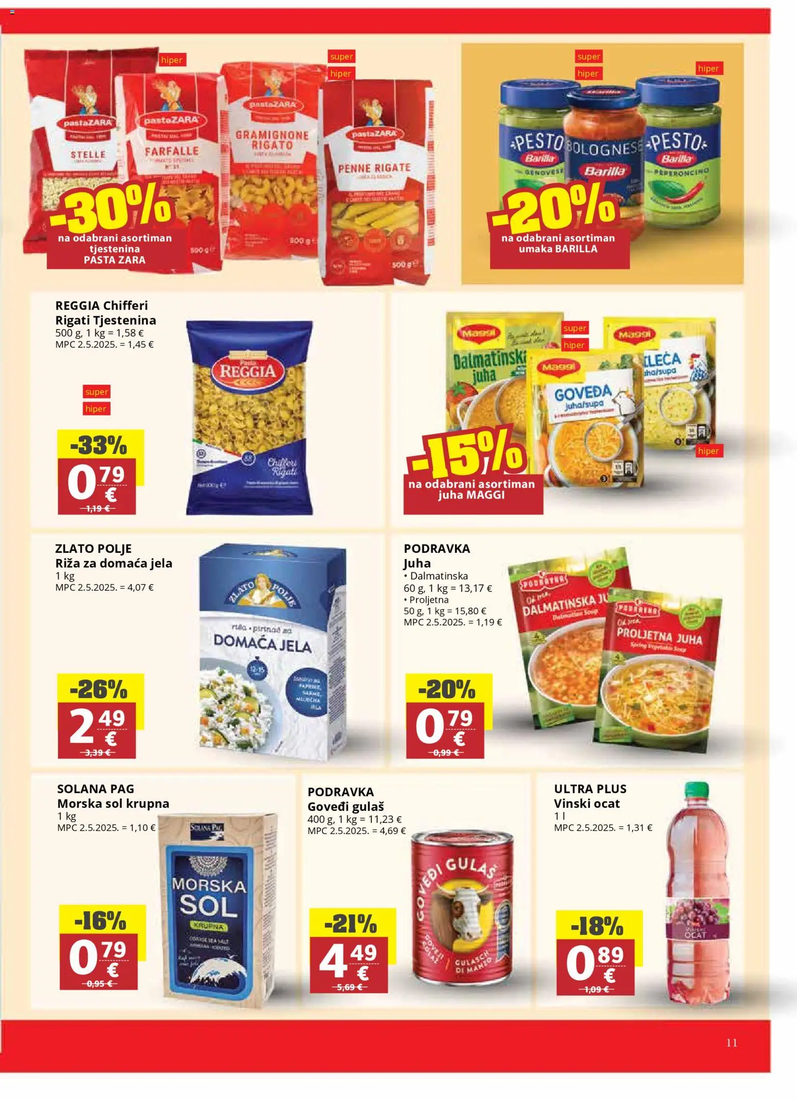 Ultra Gros katalog | vrijedi od 18.03.2026 | Stranica: 11 | Proizvodi: Podravka, Tjestenina, Ocat, Pasta