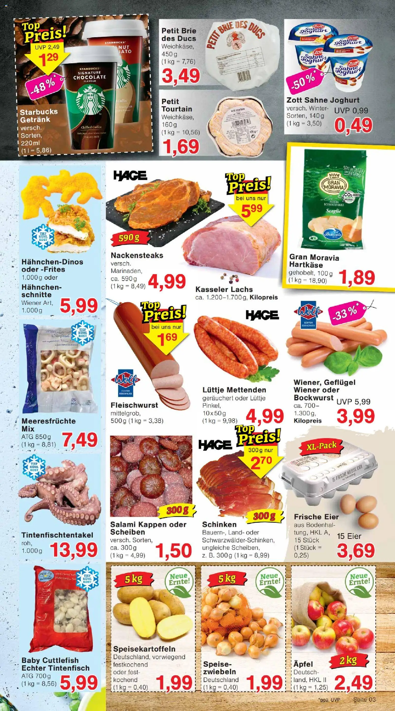 Wiglo Wunderland Prospekt – gültig ab 16.02.2026 | Seite: 3 | Produkte: Tintenfisch, Meeresfrüchte, Schinken, Sahne