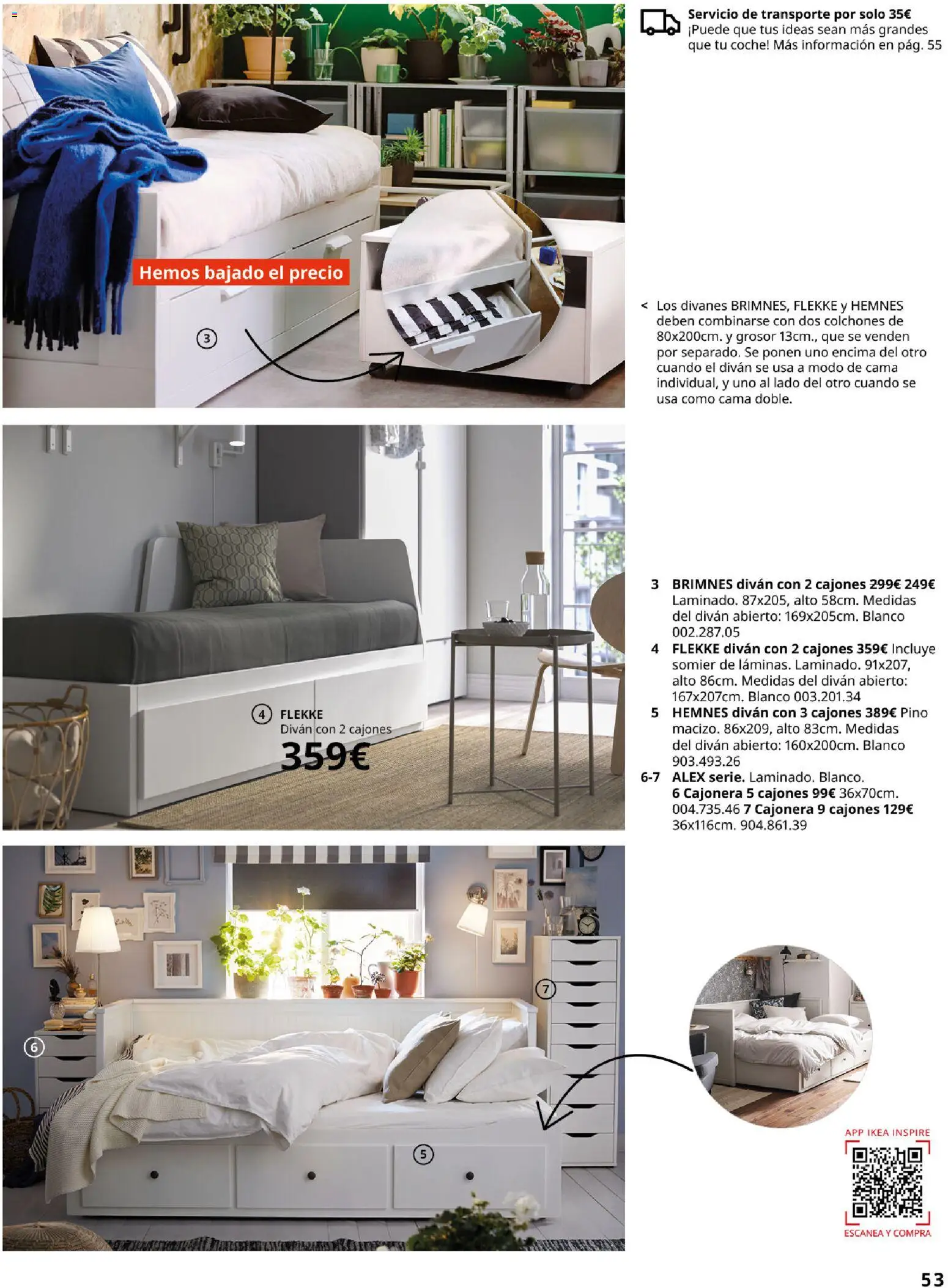 Catálogo IKEA Dormitorios │ válido desde el 01.02.2026 | Página: 53 | Productos: Somier, Cama, Cajonera