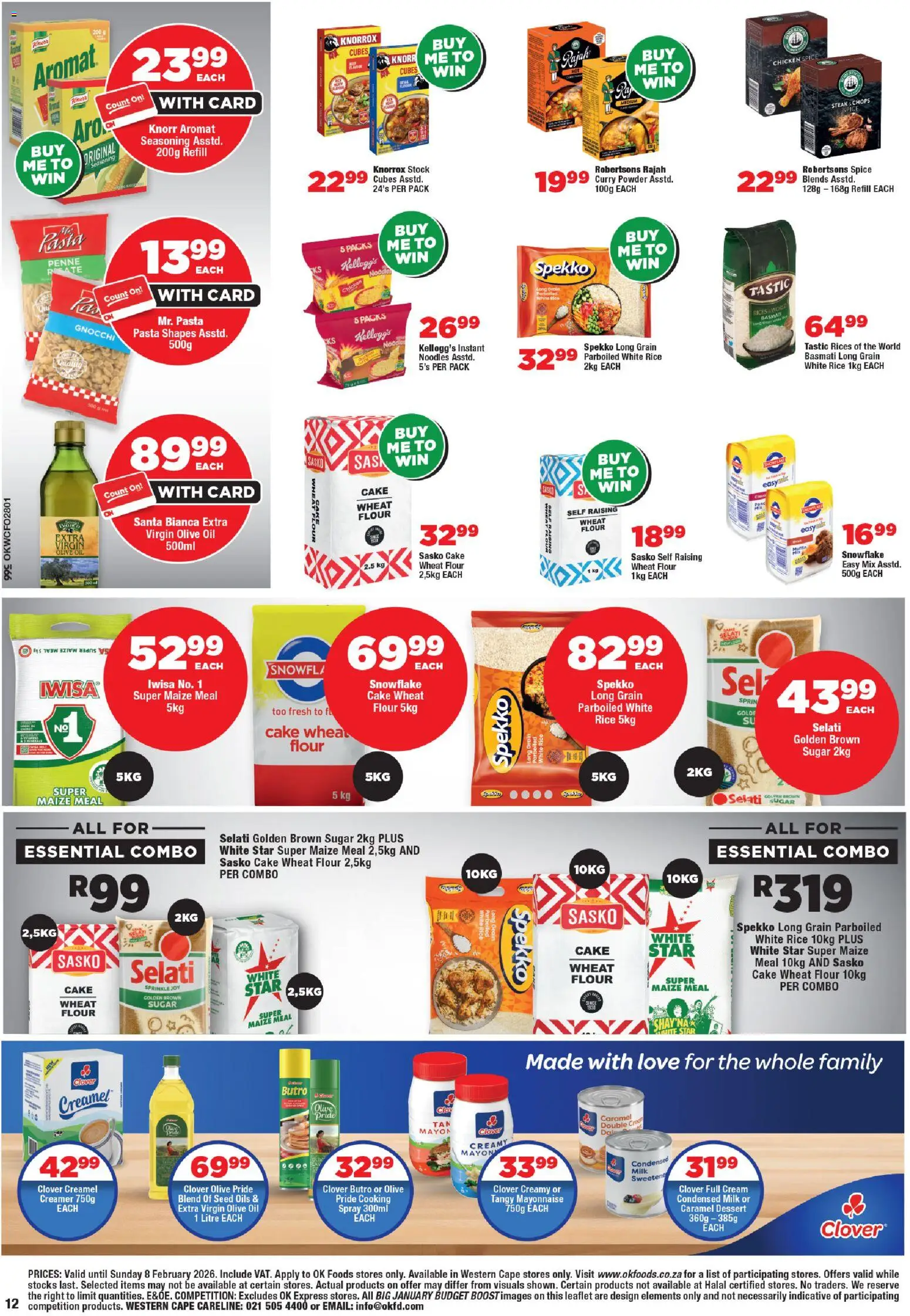 New OK Foods catalogue – valid from 21.01.2026 | Page: 12 | Products: Maize meal, Creamer, Noodles, Clay