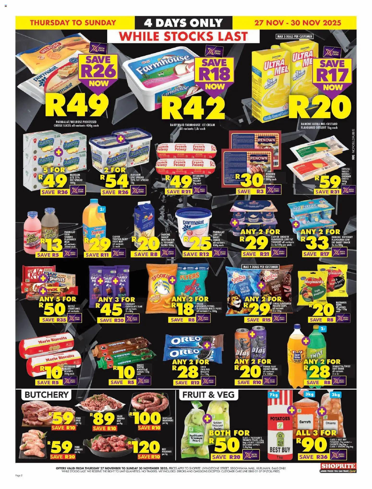 New Shoprite catalogue – valid from 27.11.2025 | Page: 2 | Products: Chocolate, Apples, Chips, Onions