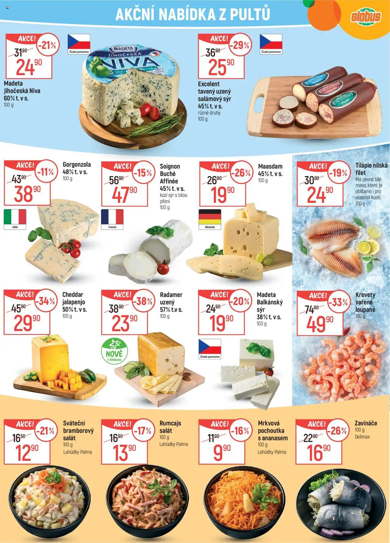 Globus leták - Brno od 27.08.2025 | Strana: 9 | Produkty: Sýr, Kozí sýr, Krevety, Cheddar