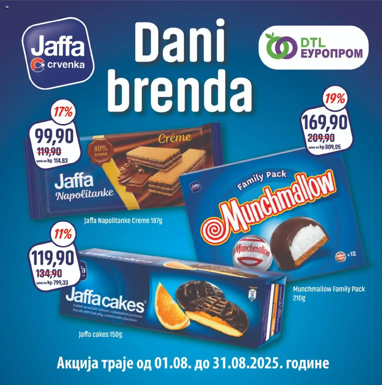 Europrom katalog - važi od 01.08.2025 | Strana: 2 | Proizvode: Munchmallow, Krema, Napolitanke