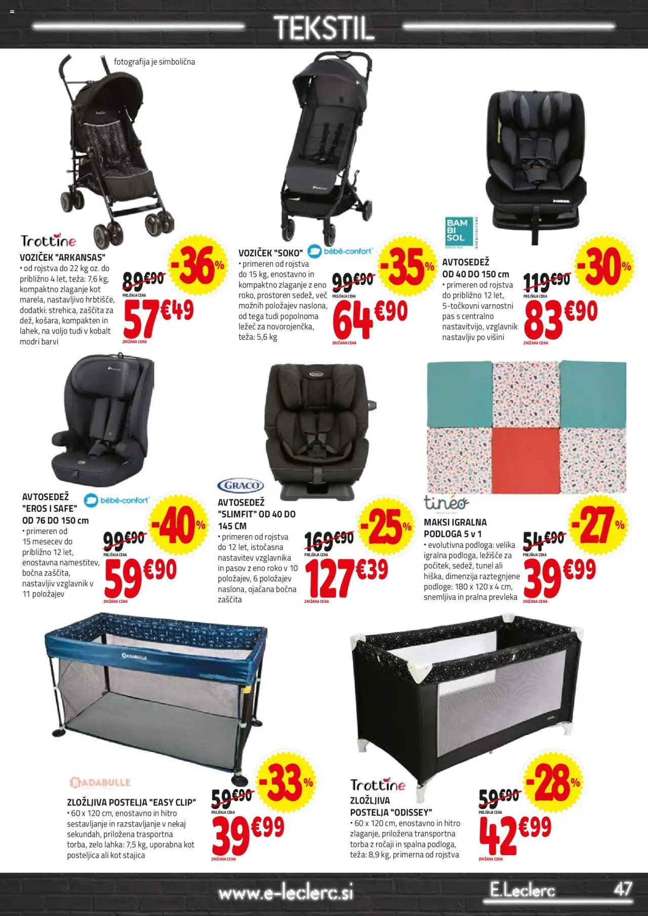 E.leclerc katalog │ velja od 13.08.2025 | Stran: 47 | Izdelki: Vzglavnik, Postelja, Prevleka, Voziček