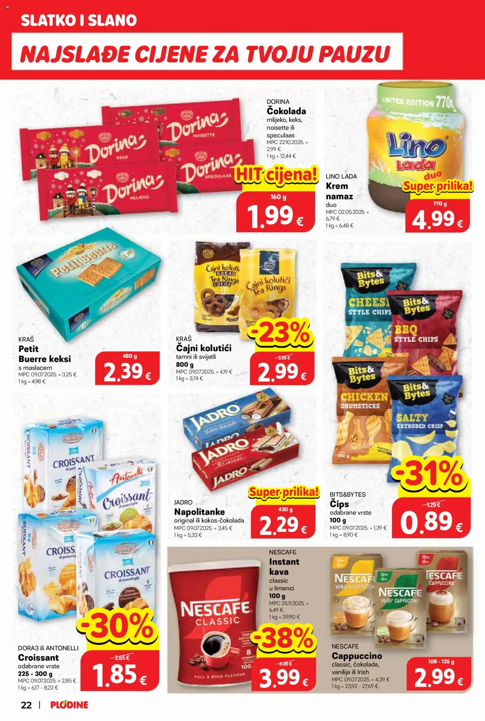 Plodine katalog | vrijedi od 02.01.2026 | Stranica: 22 | Proizvodi: Čajni kolutići, Dorina, Čokolada, Cappuccino
