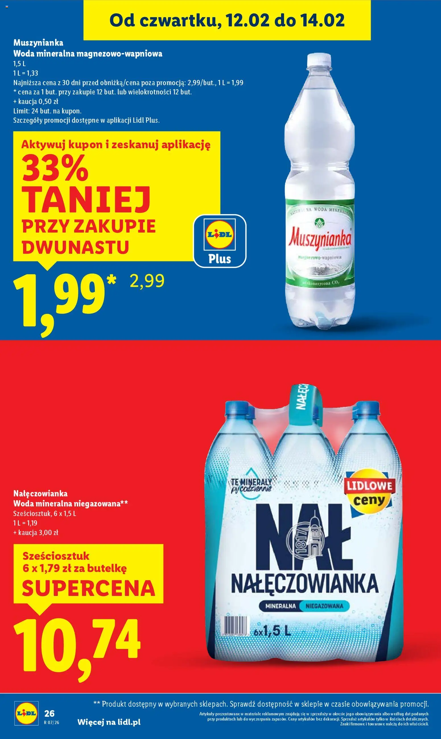 Lidl Gazetka od 12.02.2026 | Strona: 26 | Produkty: Muszynianka, Woda