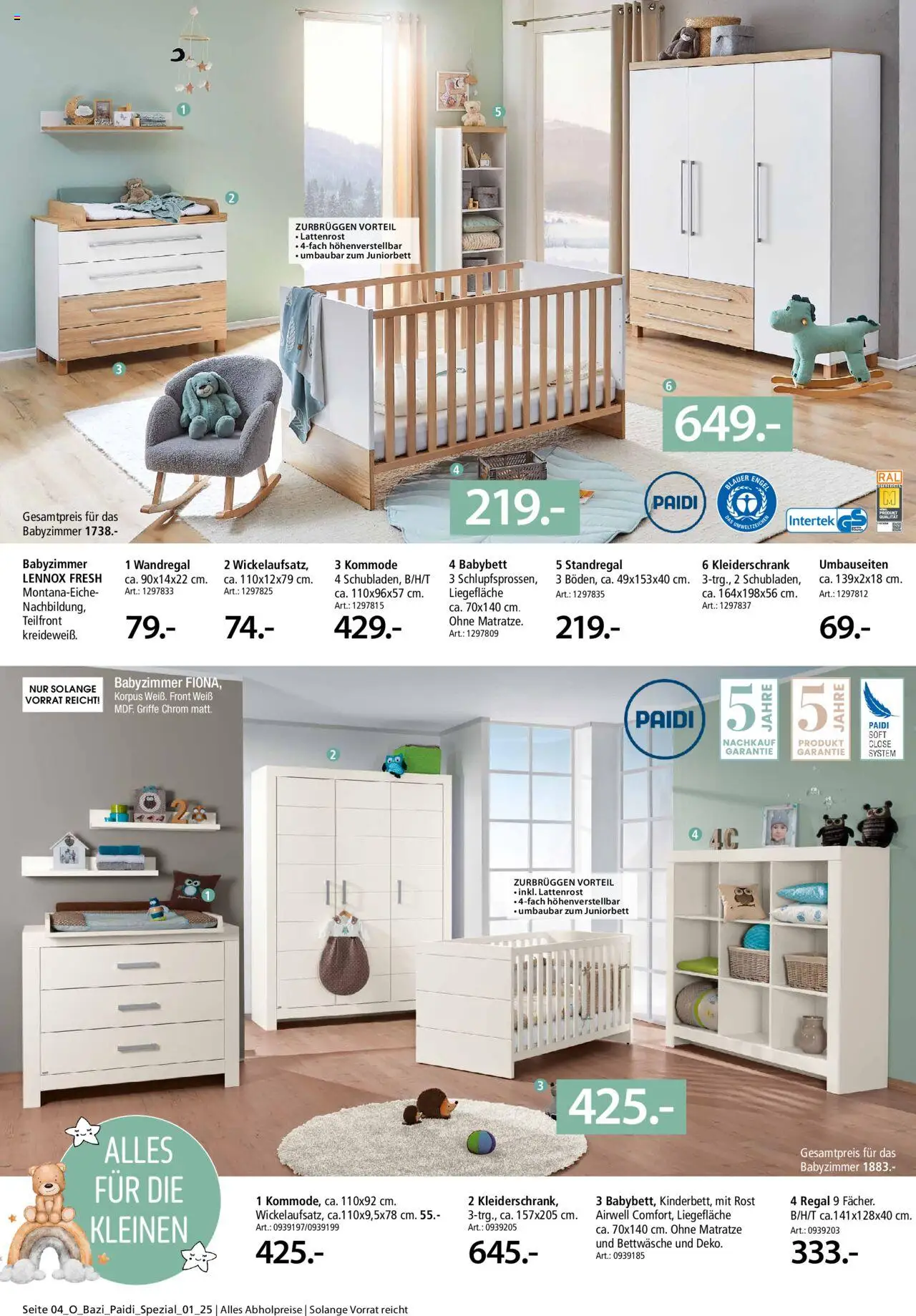 Zurbrüggen Babyzimmer Paidi Spezial – gültig ab 03.07.2025 | Seite: 4 | Produkte: Matratze, Kommode, Regal, Babybett