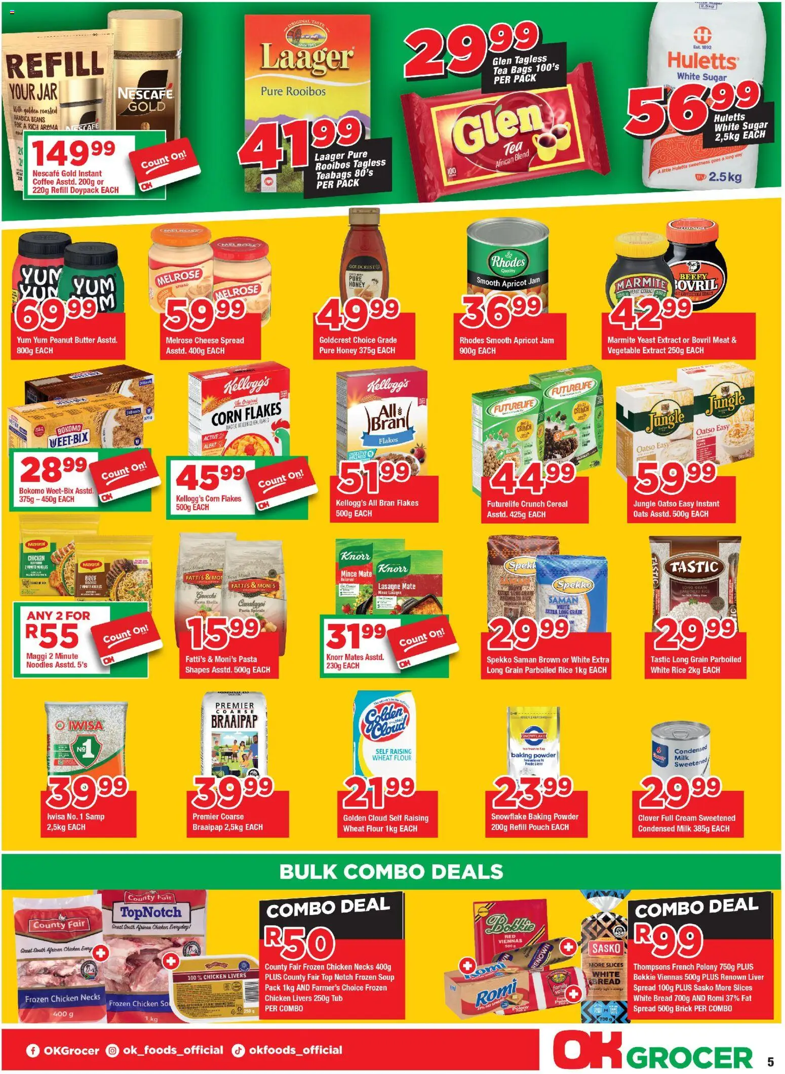 New OK Foods catalogue – valid from 25.02.2026 | Page: 5 | Products: Beans, Coffee, Polony, Rice