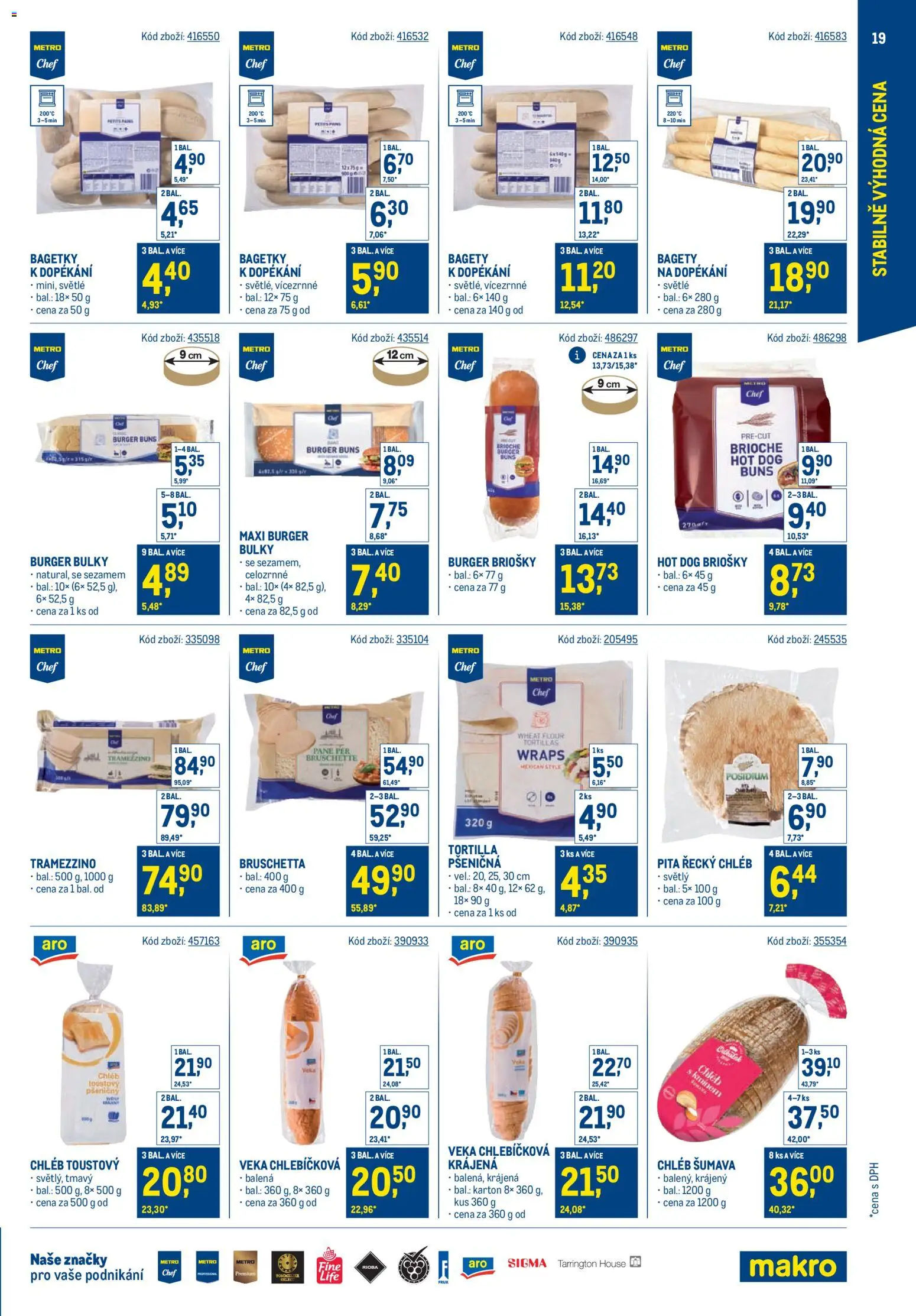 Makro leták - Stabilně výhodná cena – gastronomie od 24.09.2025 | Strana: 19 | Produkty: Veka, Burger buns, Bruschetta, Bagety