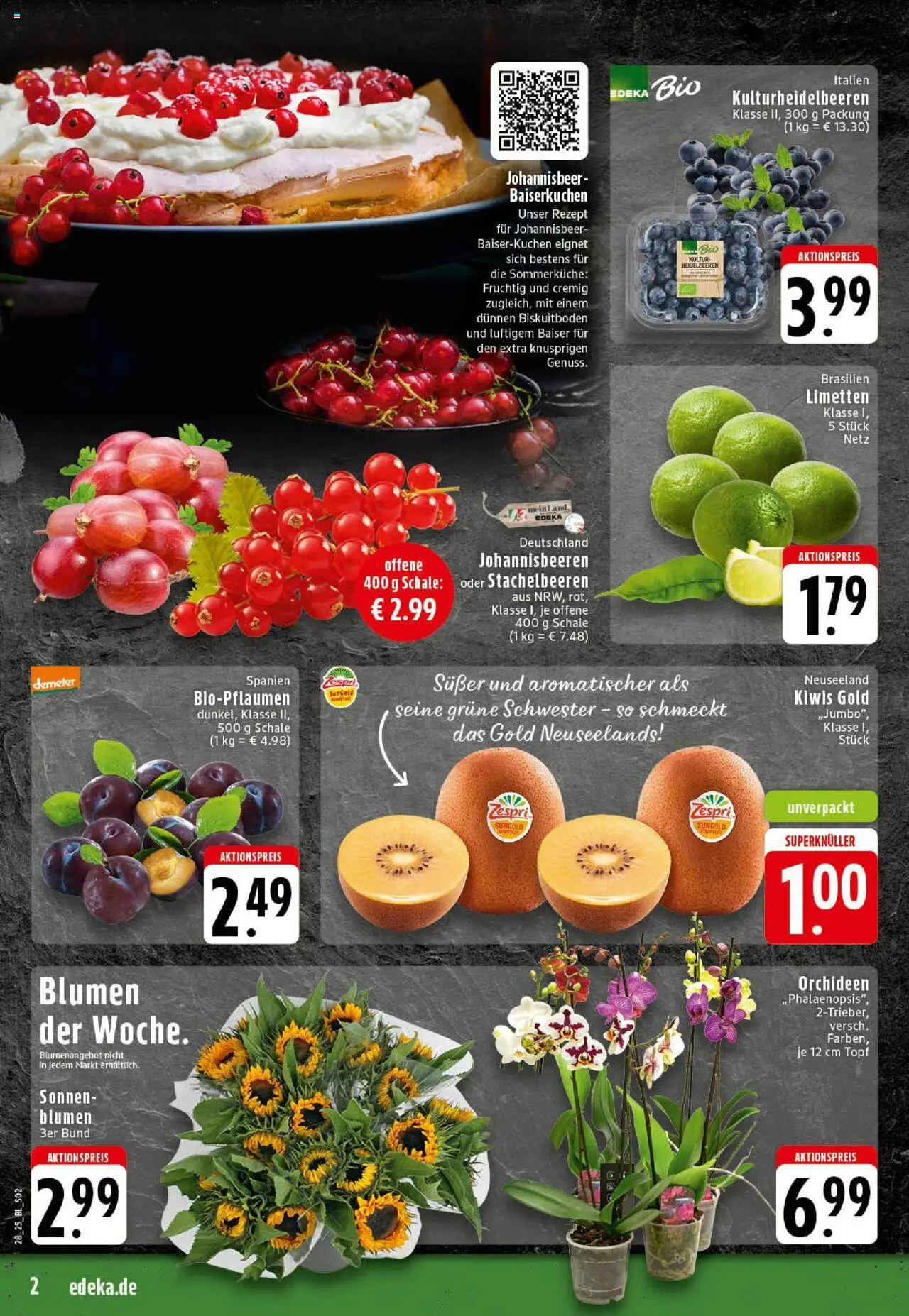 Edeka prospekt Westerkappeln	 - gültig ab dem 06.07.2025 | Seite: 2 | Produkte: Limetten, Blumen, Heidelbeeren, Kiwi