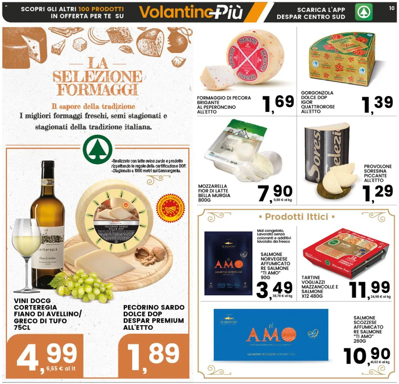 Volantino Interspar del 11.12.2025 | Pagina: 10 | Prodotti: Salmone, Tè, Mozzarella, Pecorino