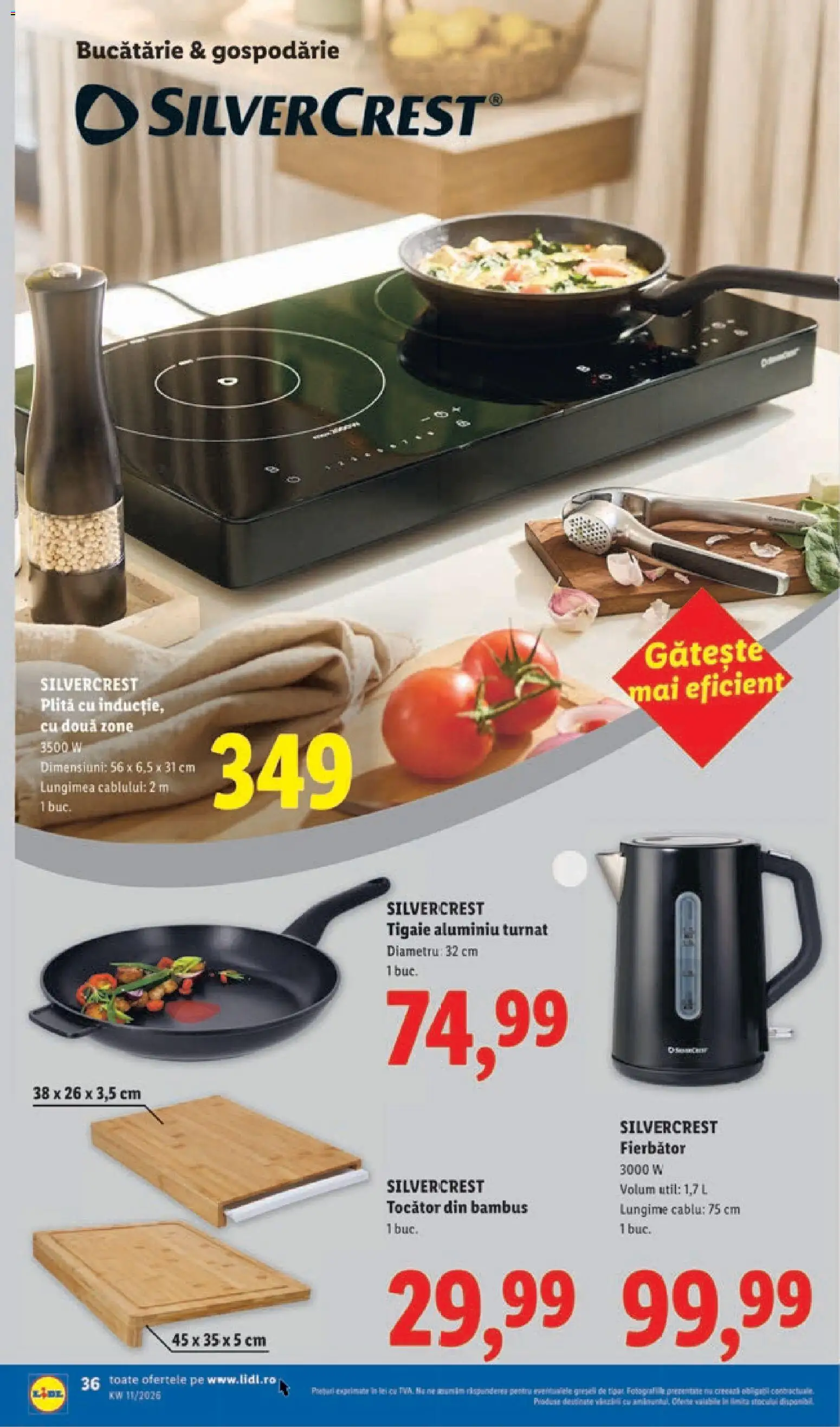 Noul catalog Lidl – valabil de la 09.03.2026 | Pagină: 36 | Produse: Plită, Tigaie, Bucătărie, Tocător