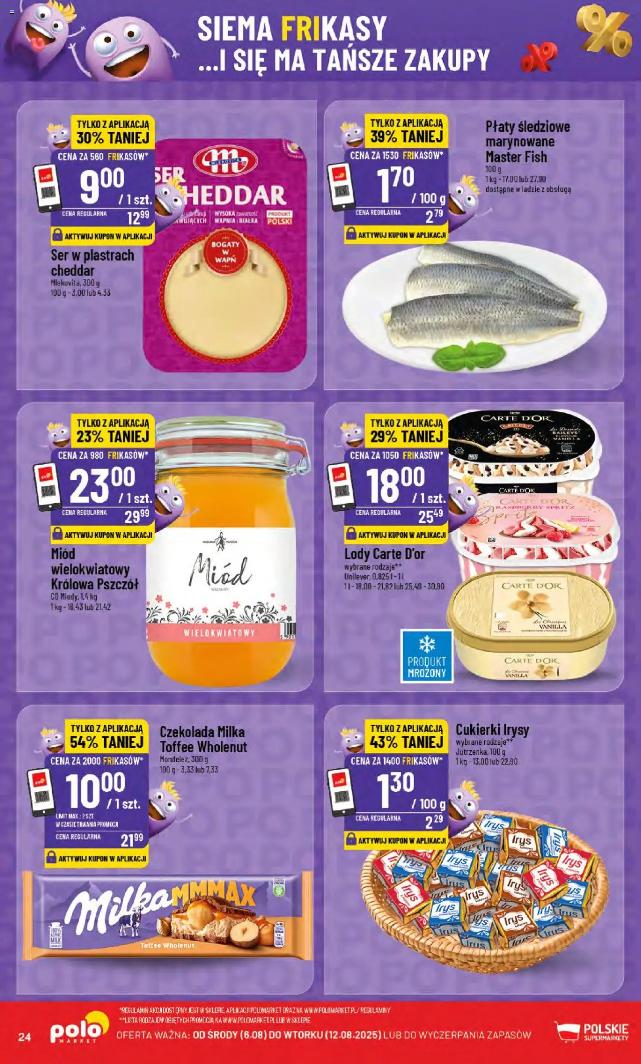 POLOmarket Gazetka od 06.08.2025 | Strona: 24 | Produkty: Baileys, Miód, Ser, Lody