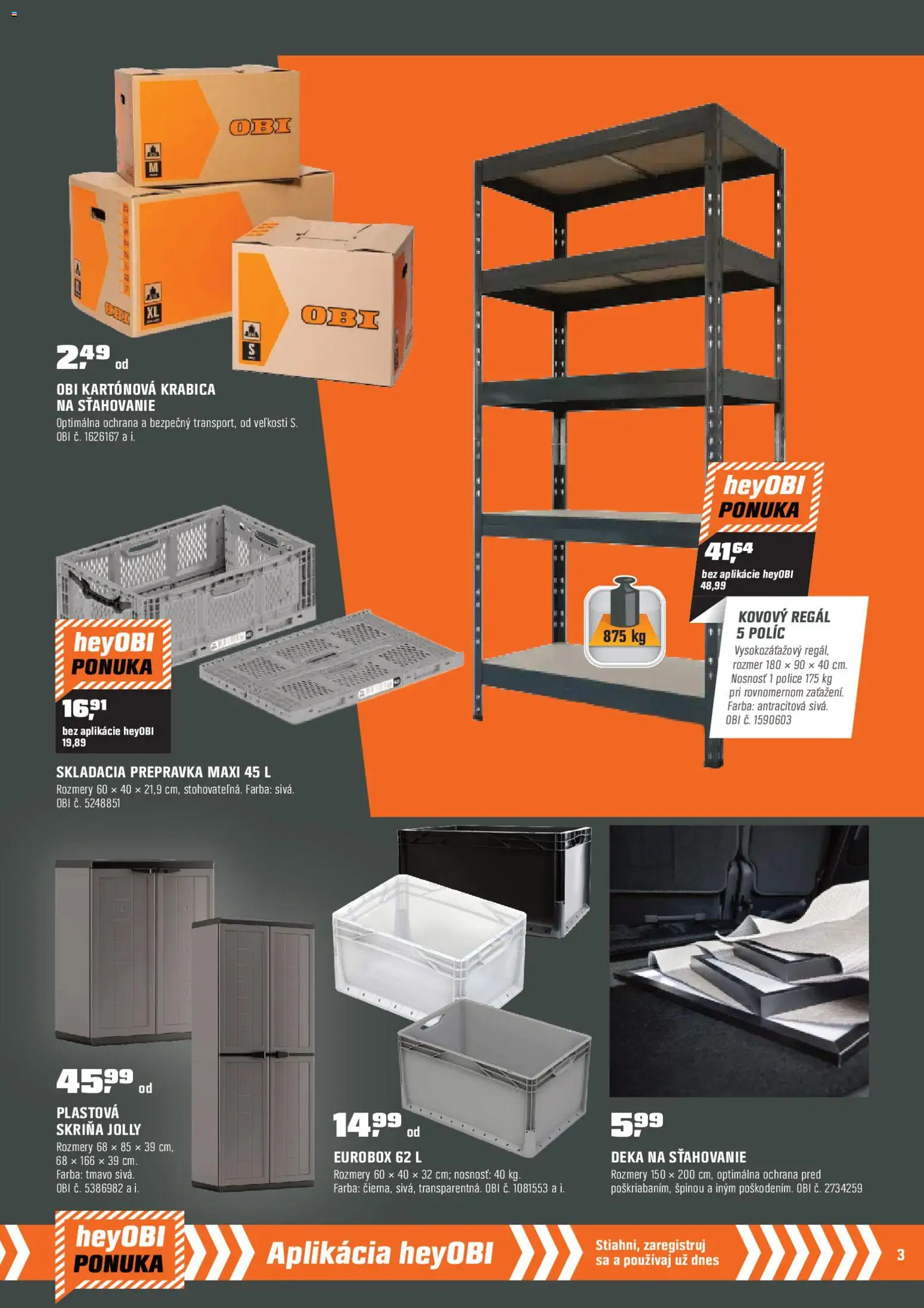 Nové OBI akcie – leták je platný od 02.01.2026 | Strana: 3 | Produkty: Kovový regál, Regál, Skriňa, Police