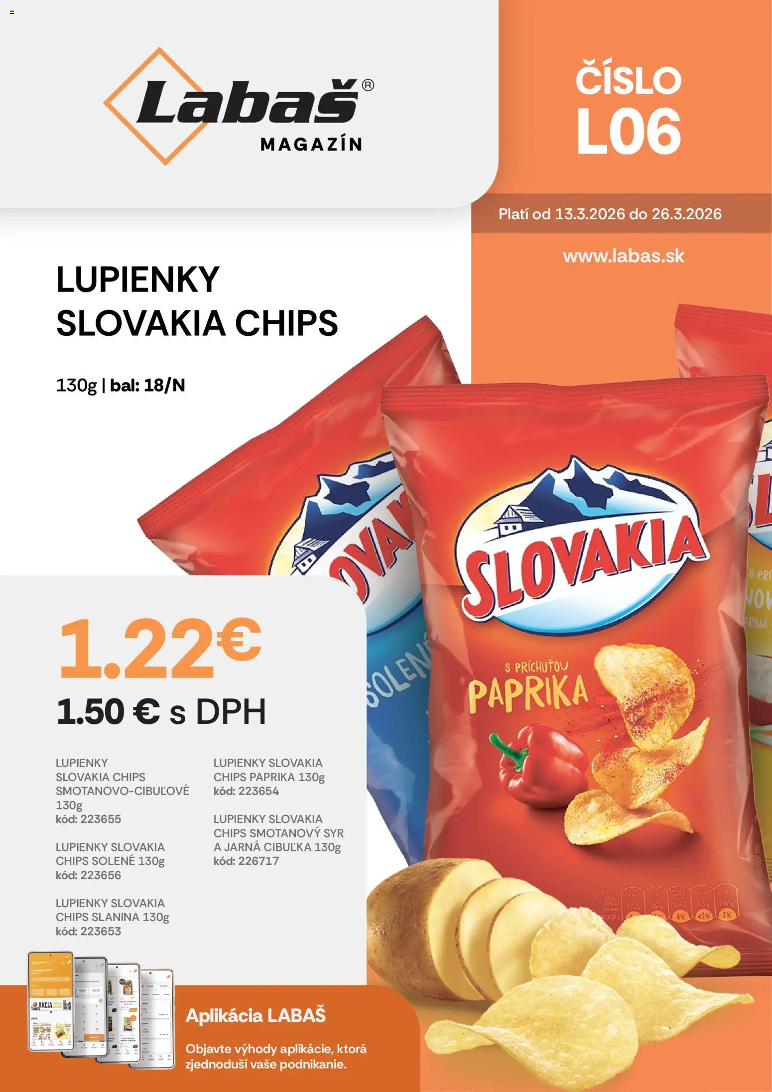 Nové Labaš akcie – leták je platný od 13.03.2026 | Strana: 40 | Produkty: Paprika, Jarná cibuľka, Syr, Slanina