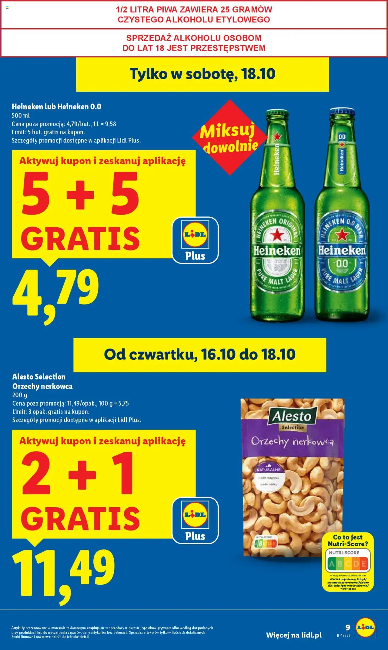 Lidl Gazetka od 16.10.2025 | Strona: 9 | Produkty: Orzechy, Heineken