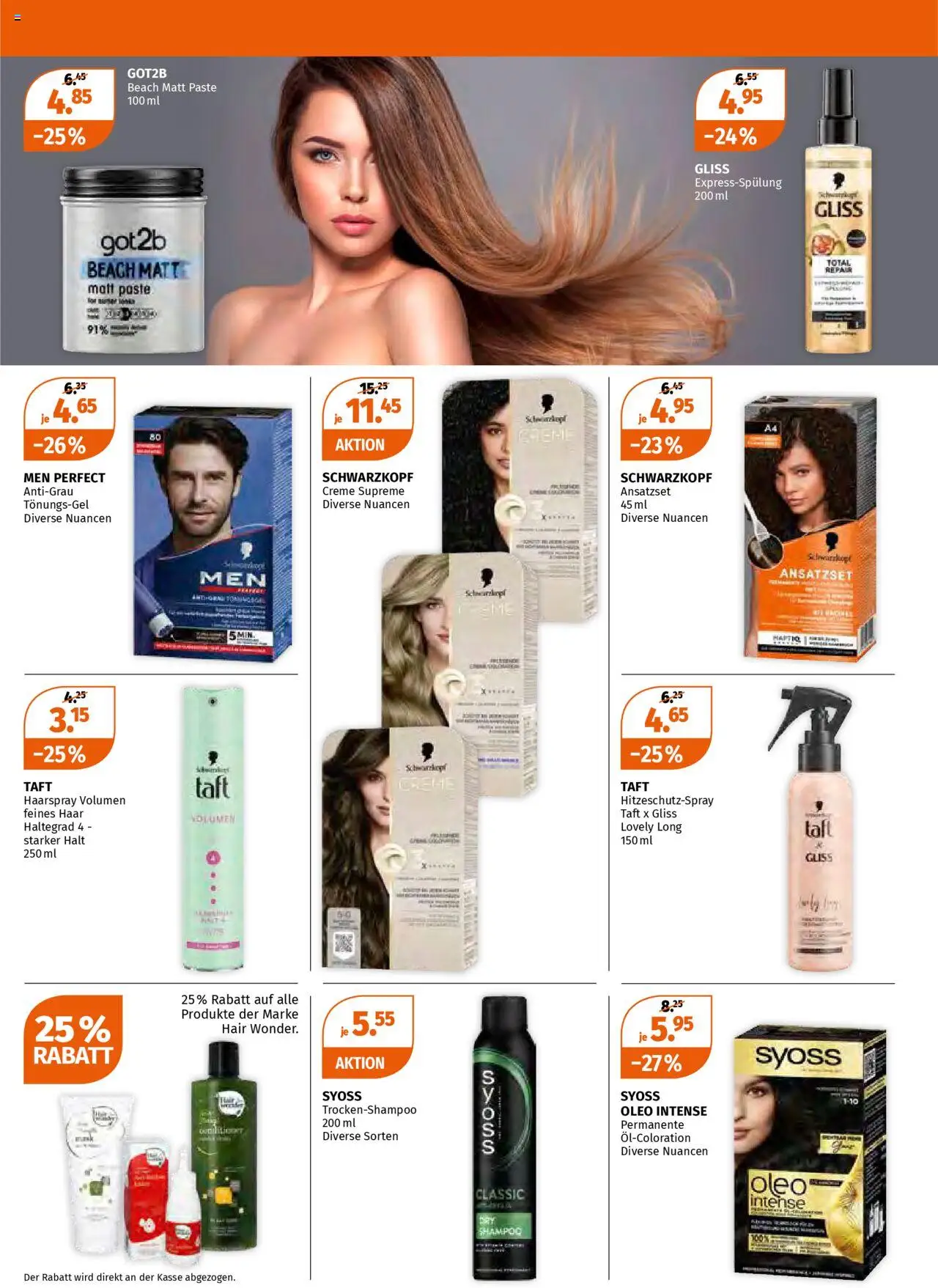 Müller Aktionen ab 31.07.2025 | Seite: 23 | Produkte: Shampoo, Haarspray, Creme