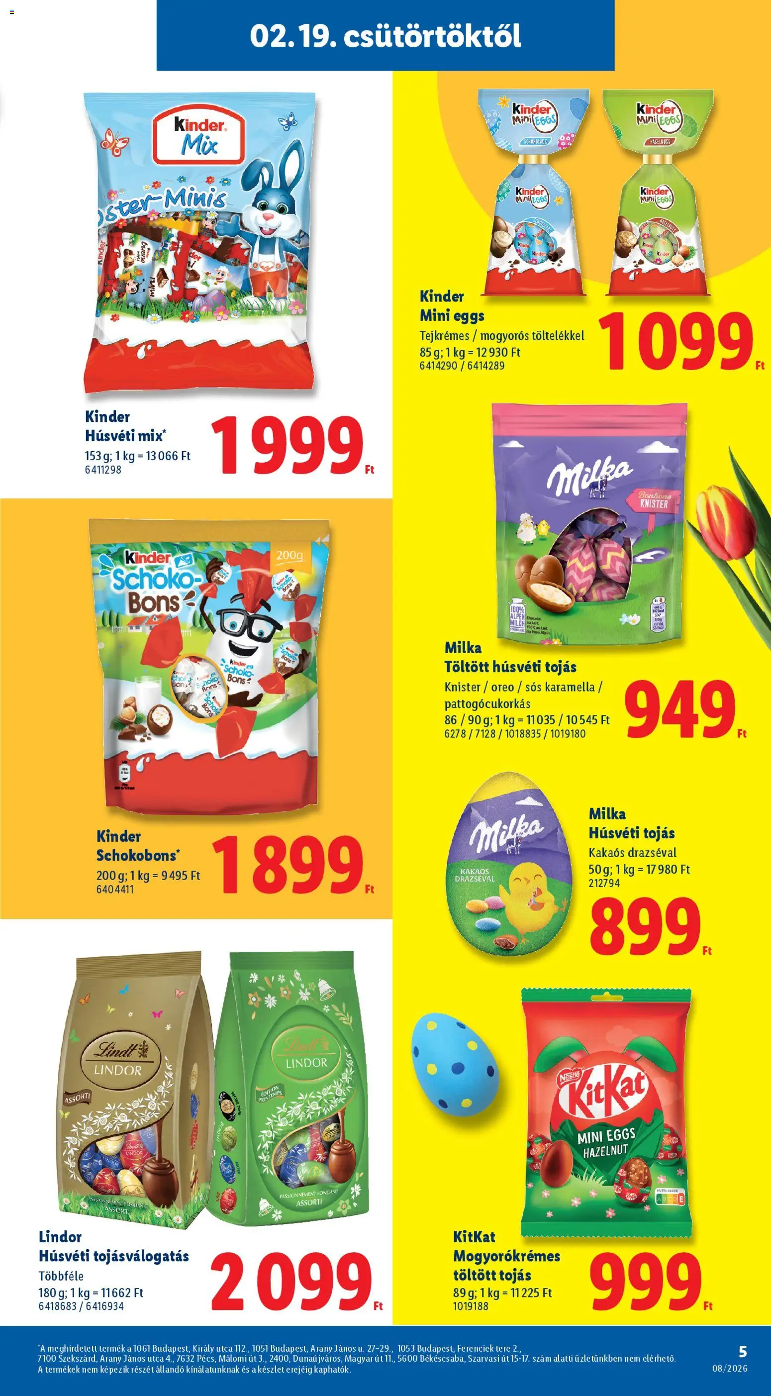 Lidl akciós ujság - amely érvényes a következő dátumtól: 19.02.2026 | Oldal: 5 | Termékek: Tojás