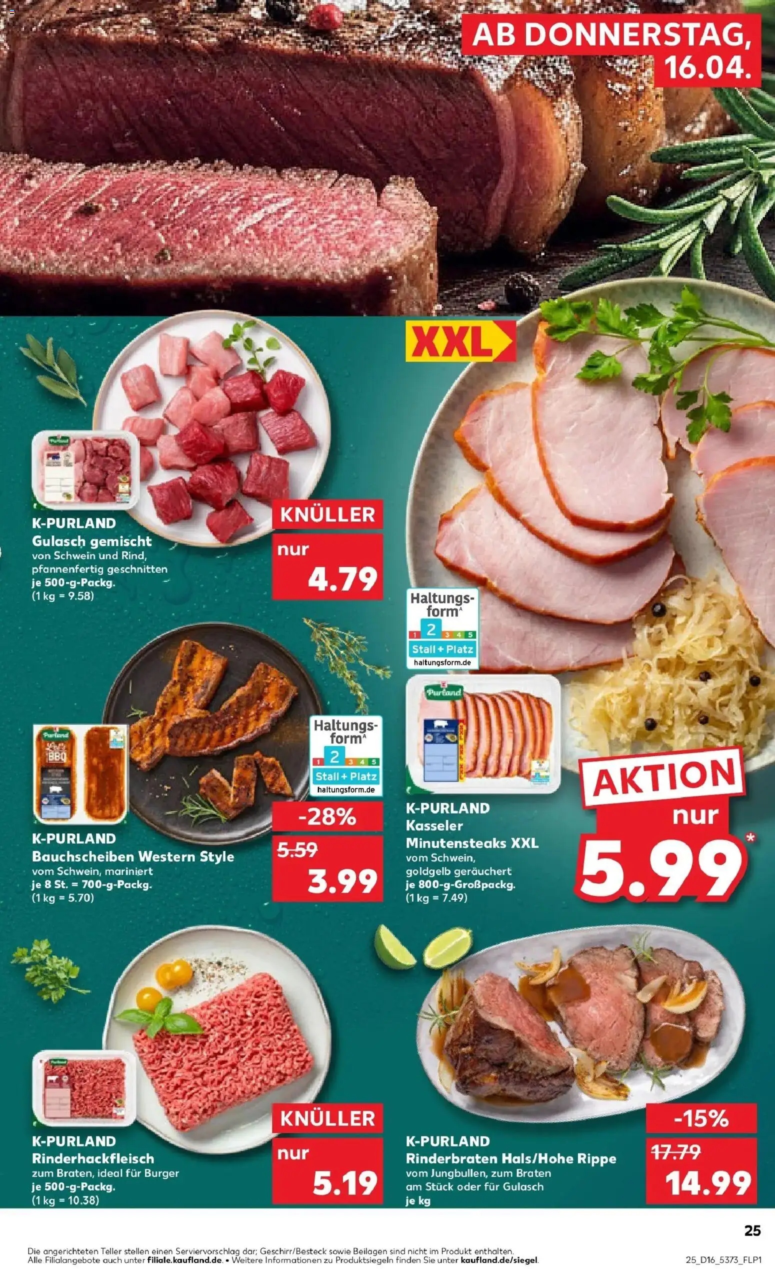 Kaufland Prospekt Garbsen	 – gültig ab 16.04.2026 | Seite: 25 | Produkte: Rinderbraten, Burger, Gulasch