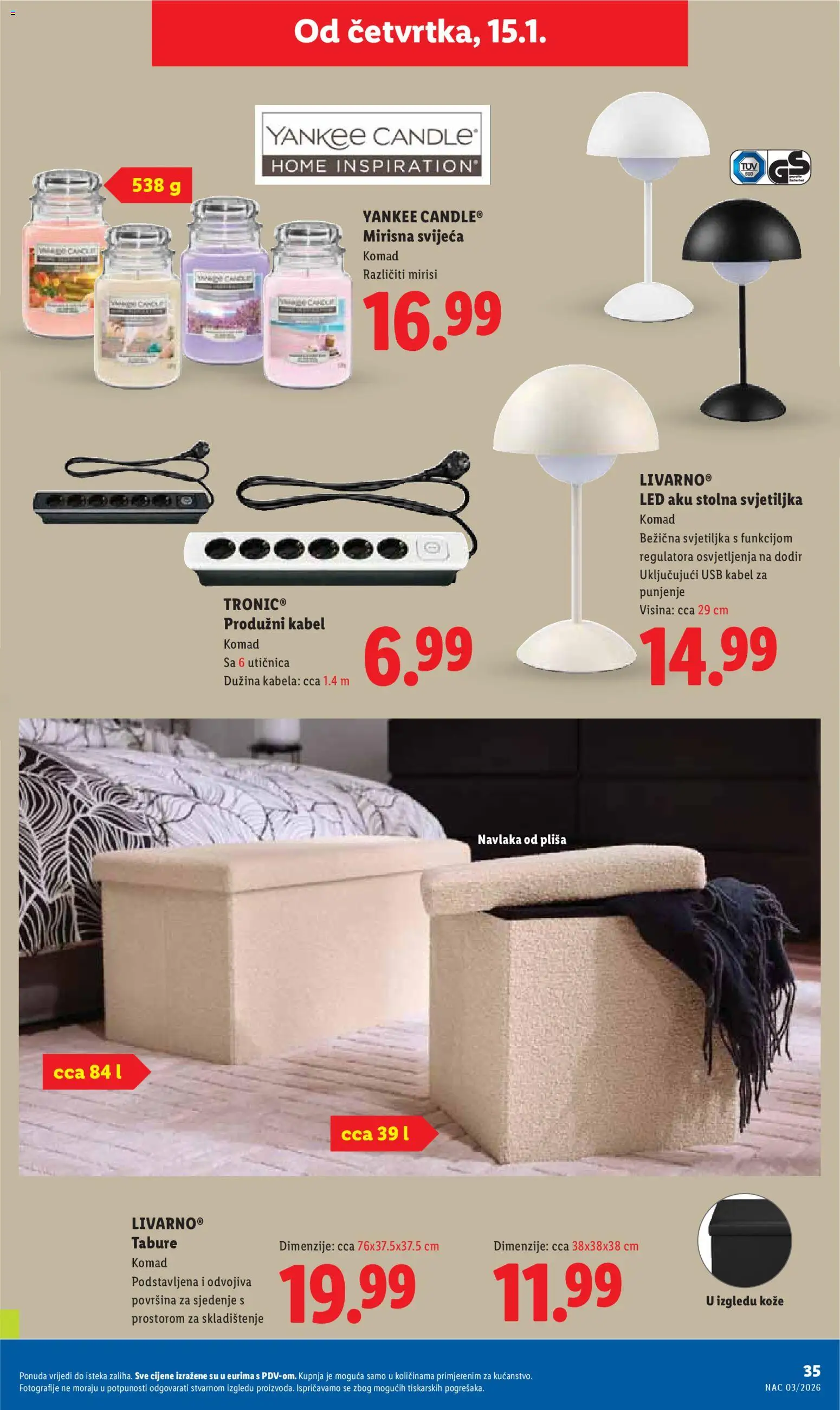 Lidl katalog | vrijedi od 12.01.2026 | Stranica: 35 | Proizvodi: Utičnica, Svjetiljka, Tabure, USB