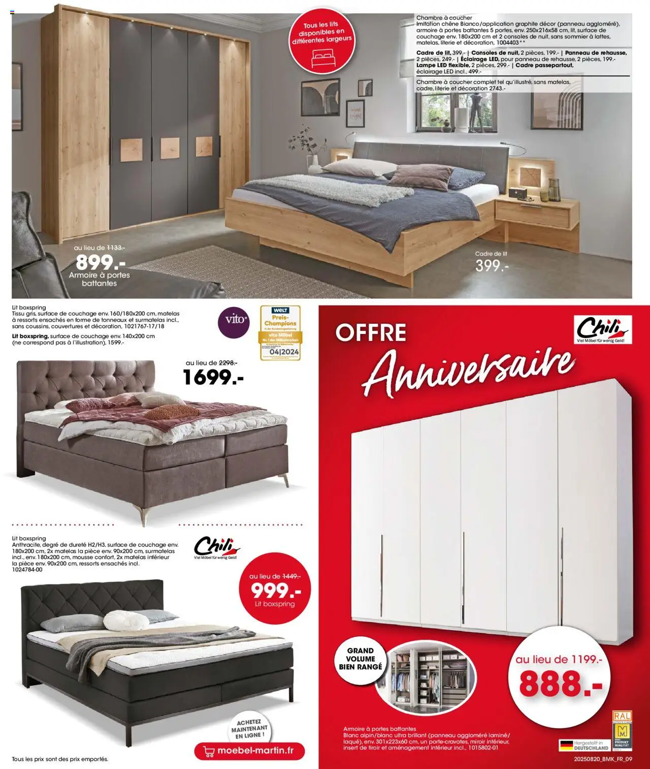  | Page: 9 | Produits: Surmatelas, Matelas, Armoire, Portes