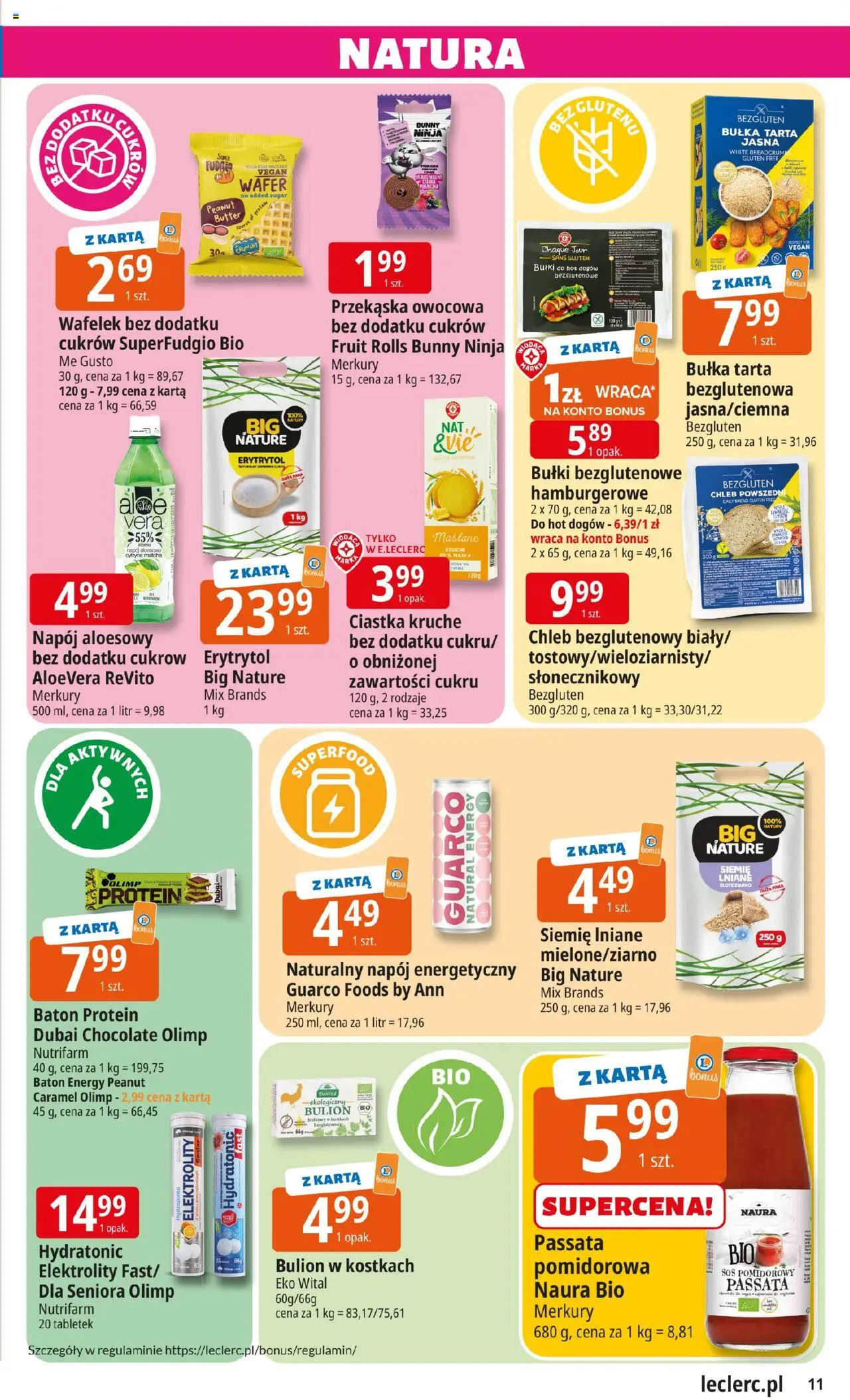 E.Leclerc Gazetka - Elbląg od 19.08.2025 | Strona: 11 | Produkty: Karta, Bułka, Chleb bezglutenowy, Ciastka