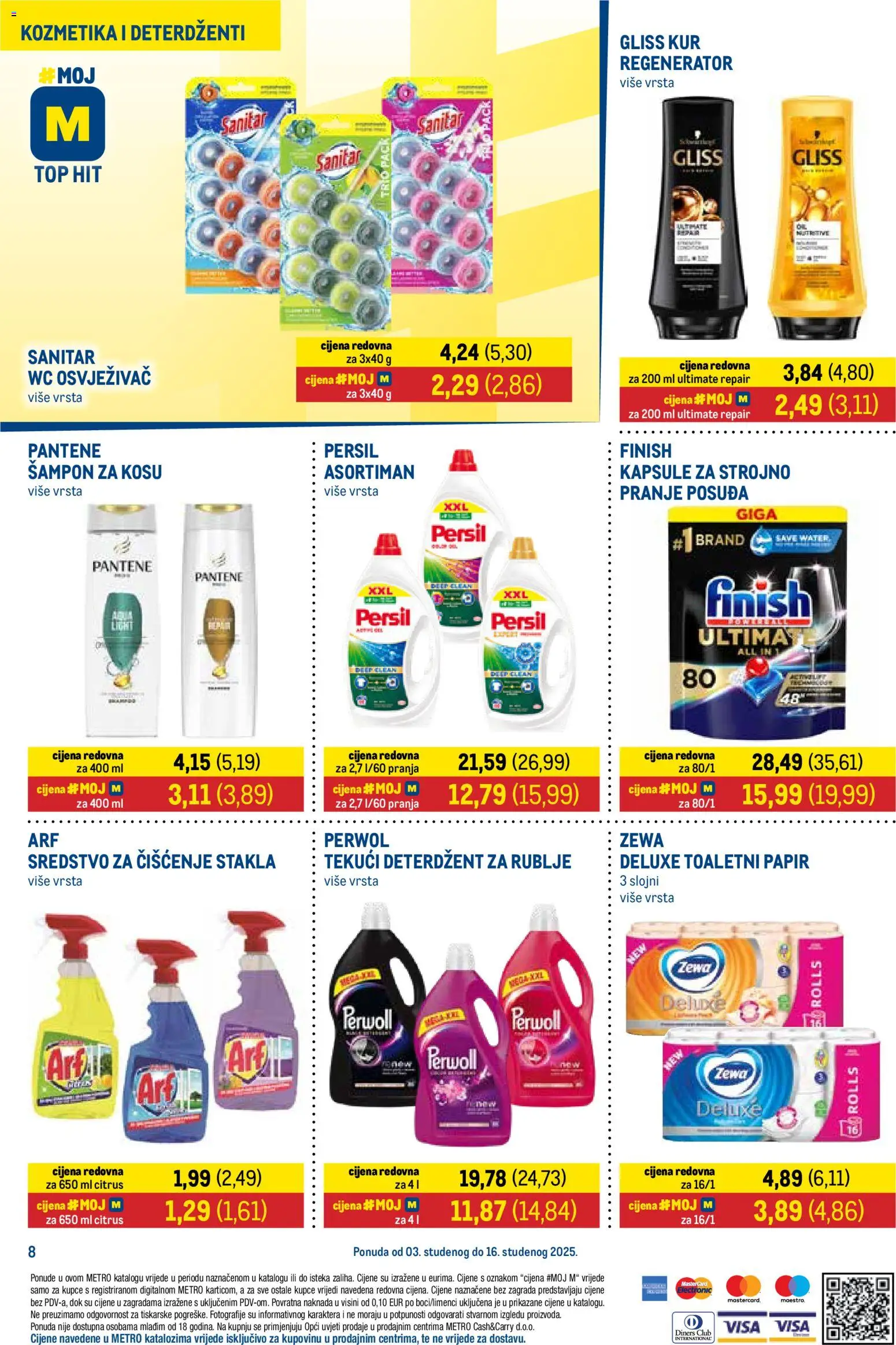 Metro katalog | vrijedi od 03.11.2025 | Stranica: 8 | Proizvodi: Deterdžent, Zewa, Tekući deterdžent, Persil