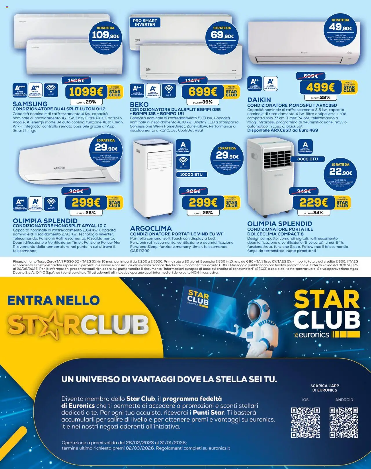 Volantino Euronics del 31.07.2025 | Pagina: 19 | Prodotti: Telecomando, Condizionatore, Condizionatore portatile, Samsung