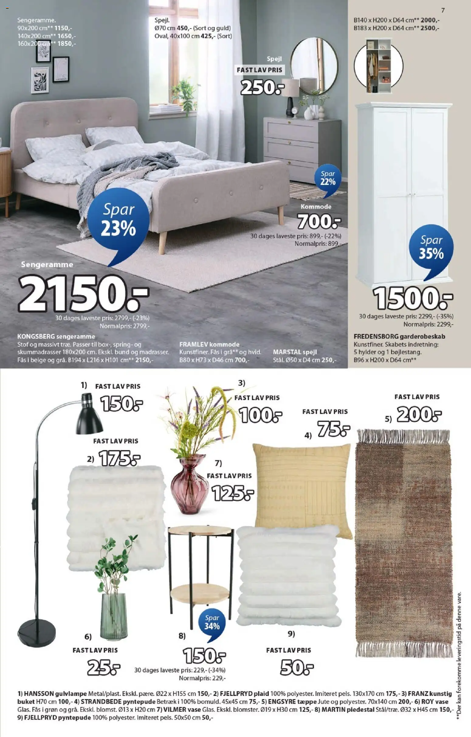 JYSK tilbudsavis – gyldig fra 13.02.2026 | Side: 7 | Produkter: Tæppe, Kommode, Vase, Stof